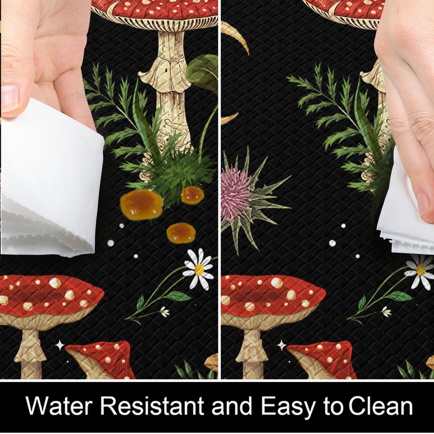 Zussun Mushroom Rug Kitchen Mats for Floor Cushioned Anti Fatigue Kitchen Rugs Sets of 2, Non Slip Waterproof Black Kitchen Floor Mat, Comfort Memory Foam Standing Mat for Office Laundry Sink Desk