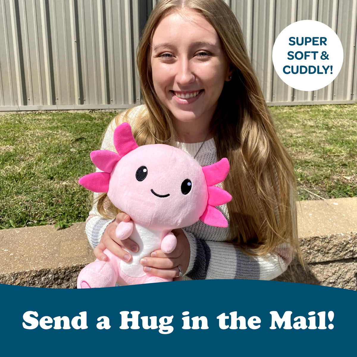 SendAFriend Alex The Axolotl Stuffed Animal Care Package, Someone Loves You Box, Great Gift for Any Reason (Miss You Notecard)