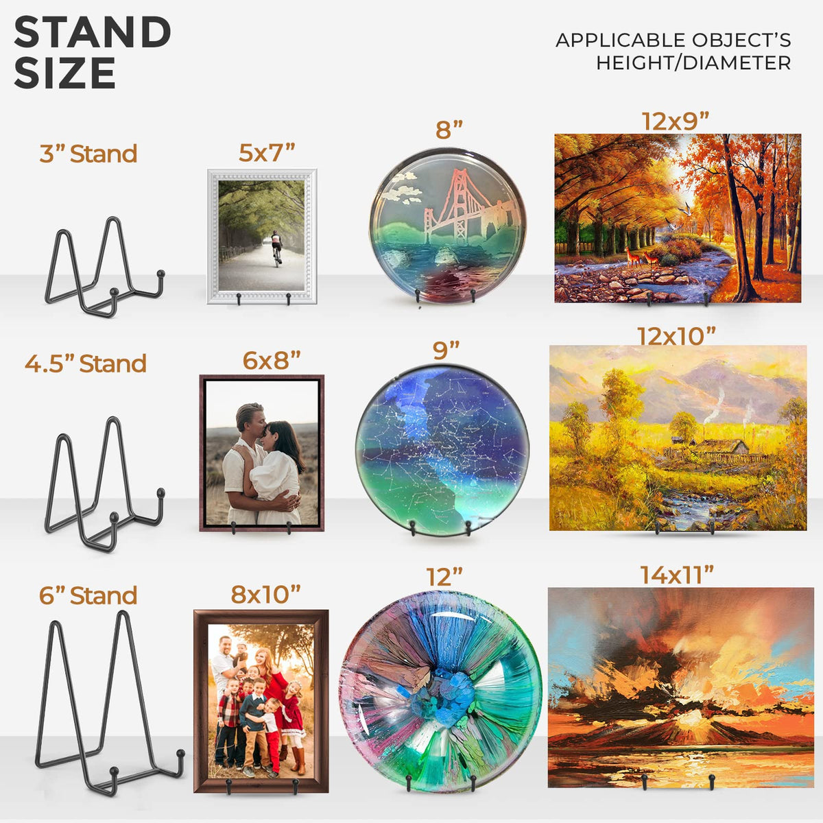 TR-LIFE 4 Pack 3 Inch Small Display Stands - Plate Holder Stand for Picture Frame, Book, Photo Easel (Black)