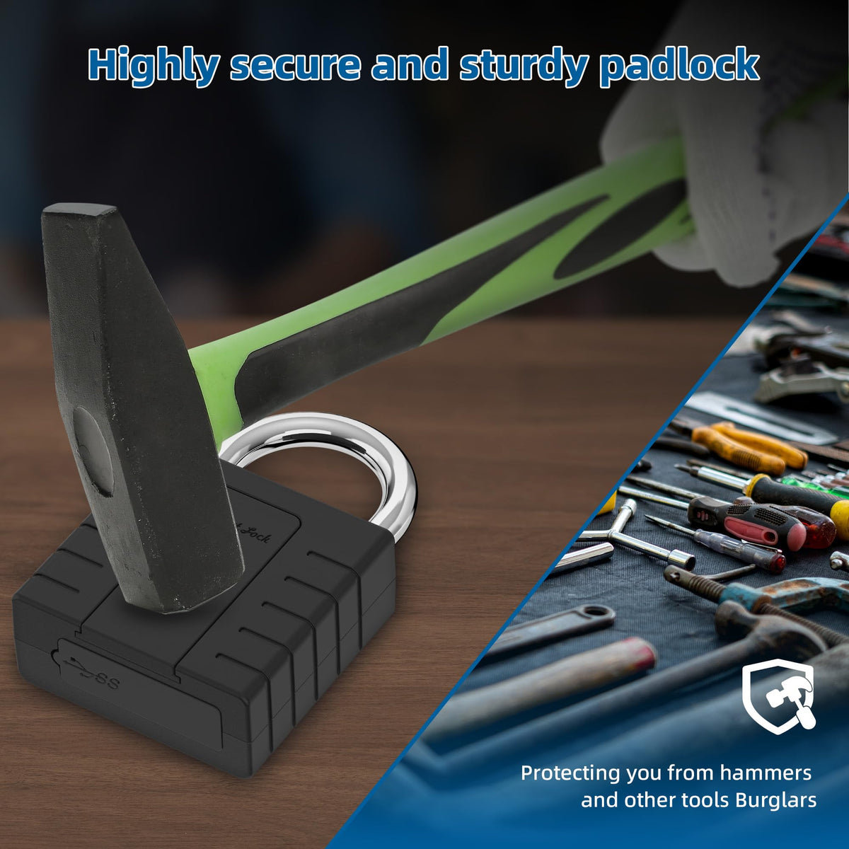 KENRONE Smart Padlock with Keys, Heavy Duty Fingerprint Padlock, Remote Authorization via Phone, with Rest Key and 2 Keys,Waterproof Padlocks for School Locker,Truck,Warehouse,Gate,Office,Door