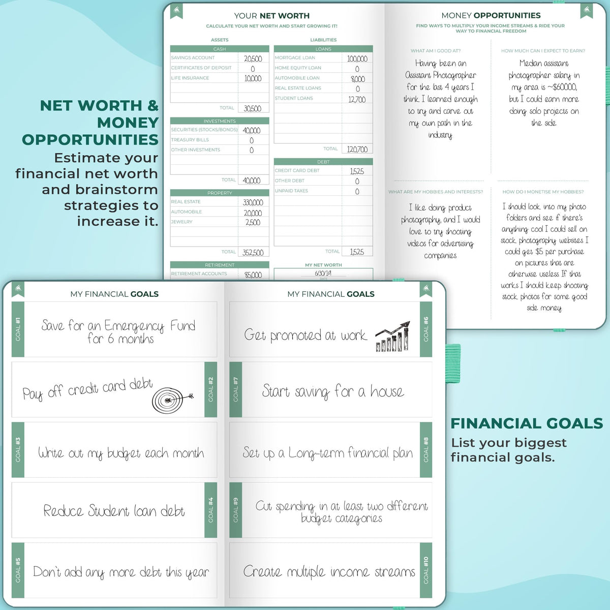 Clever Fox Bi Weekly Budget Planner – Undated Financial Organizer Book – Expense Tracker, Budgeting & Bill Notebook, A5 (Dark Teal)