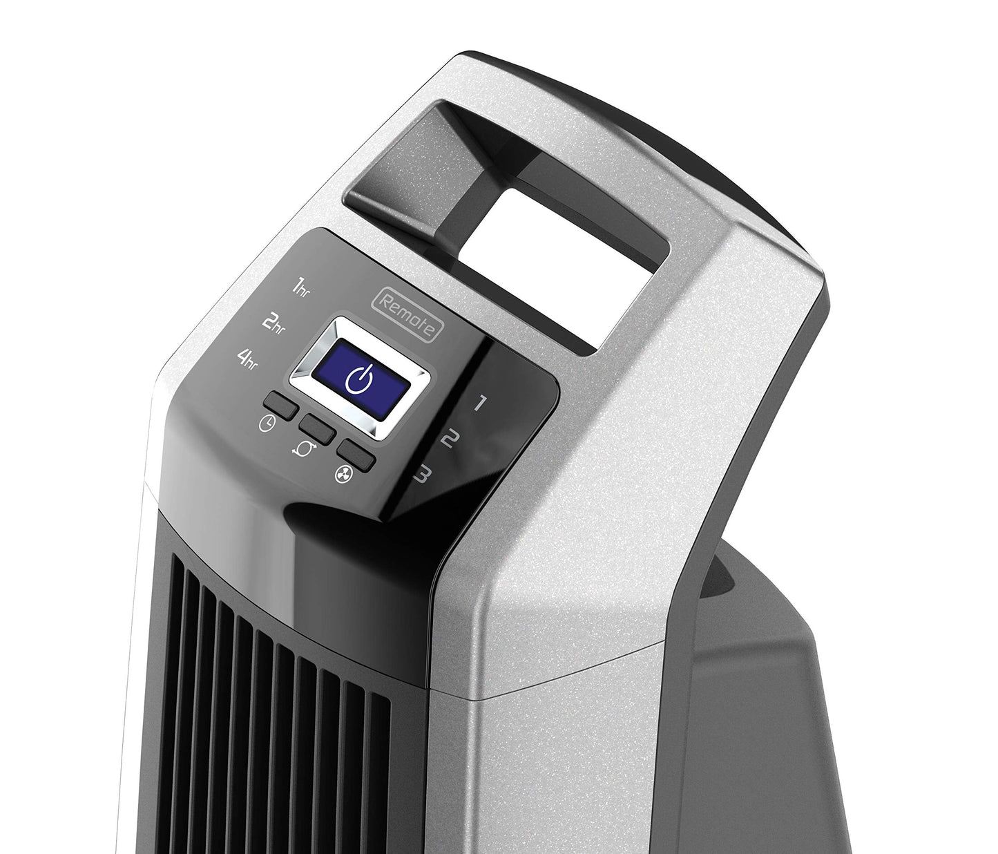 Lasko High Velocity Oscillating Tower Fan for Bedroom, Garage, Basement, and Gym with Remote Control, Timer, 3 Powerful Speeds, 35" Silver/Black, U35115