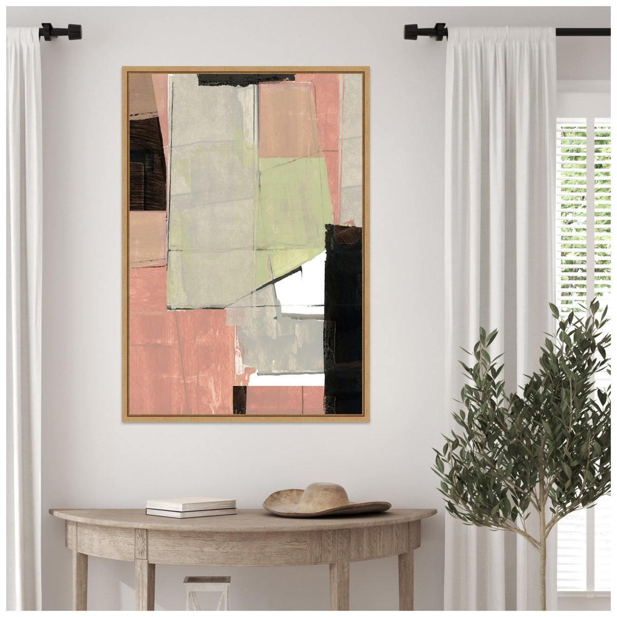 Amanti Art Framed Canvas Wall Art 33x23 Abstract Neutral Architecture No. 2 FramedWall Art Canvas, Abstract Artwork, Modern Decor, Large Poster for Living Room, Bedroom, Bathroom, Kitchen, Office
