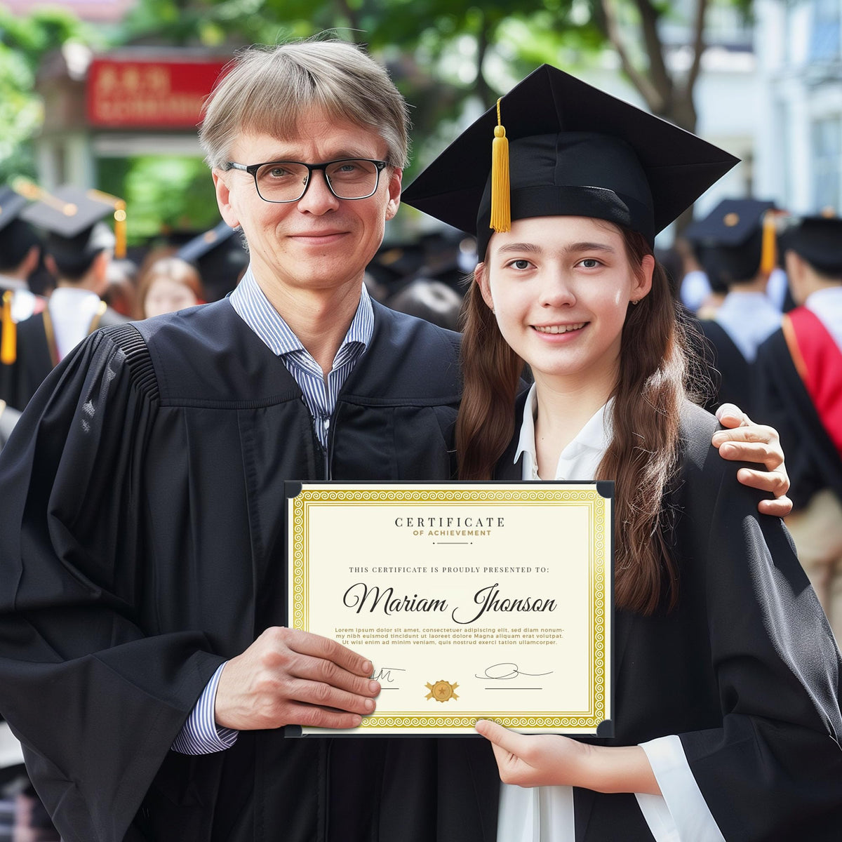 SUNEE Single Sided Certificate Holders, 50 Packs Black Diploma Holders, Certificate Covers with Gold Foil Border for Letter Size 8.5 x 11 Certificate Paper, Cardstock, Award, Graduation, Documents