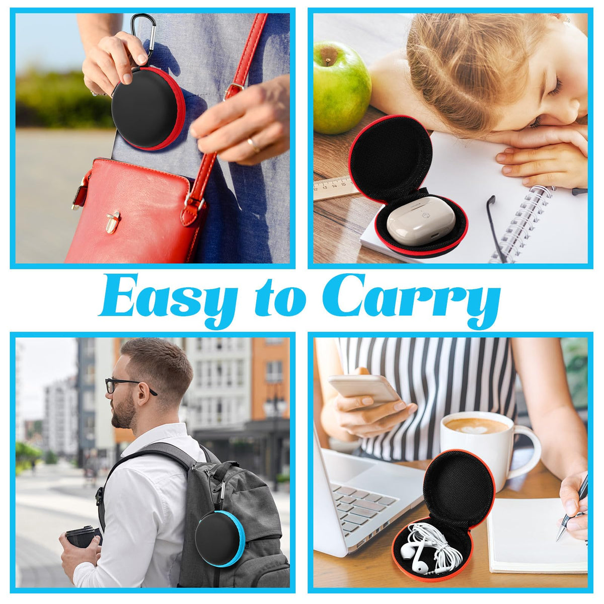 Abbylike 30 Pack Headphone Case Earphone Earbud Headset Carrying Case Holder Hard EVA Headset Travel Pouch Square Storage Bag Cell Phone Accessories Organizer with Hook for Memory Card Chip