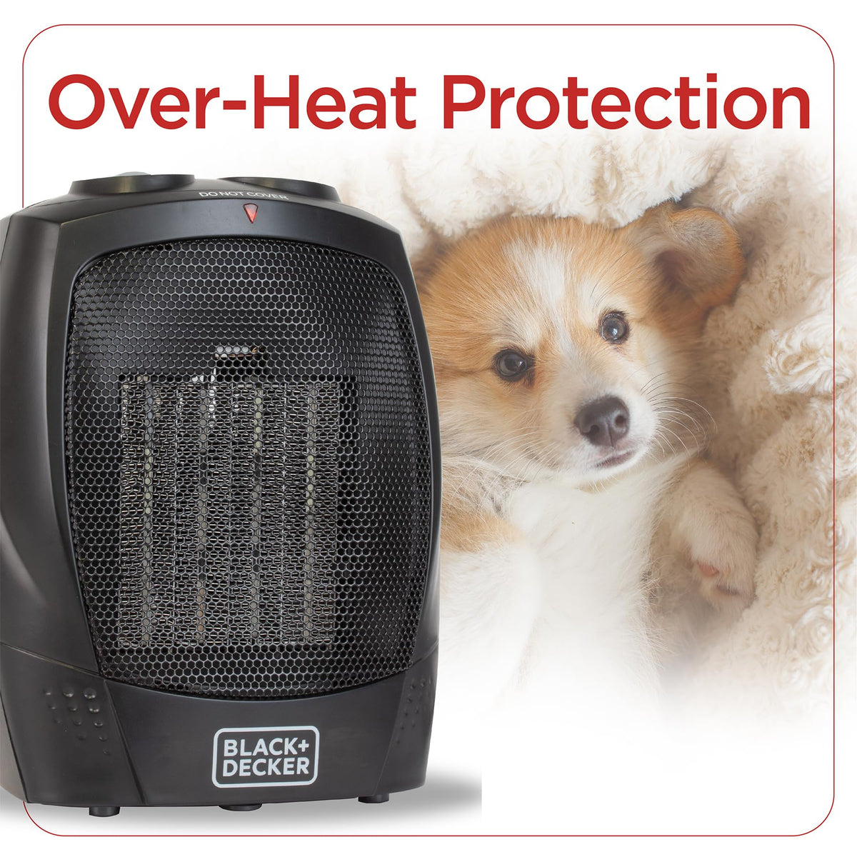 BLACK+DECKER Personal Ceramic Heater, Space Heater for Office Desk, Home Office & Personal Use Desk, 2 Heat & Fan Only Settings, Adjustable Thermostat, BHDC201, Black