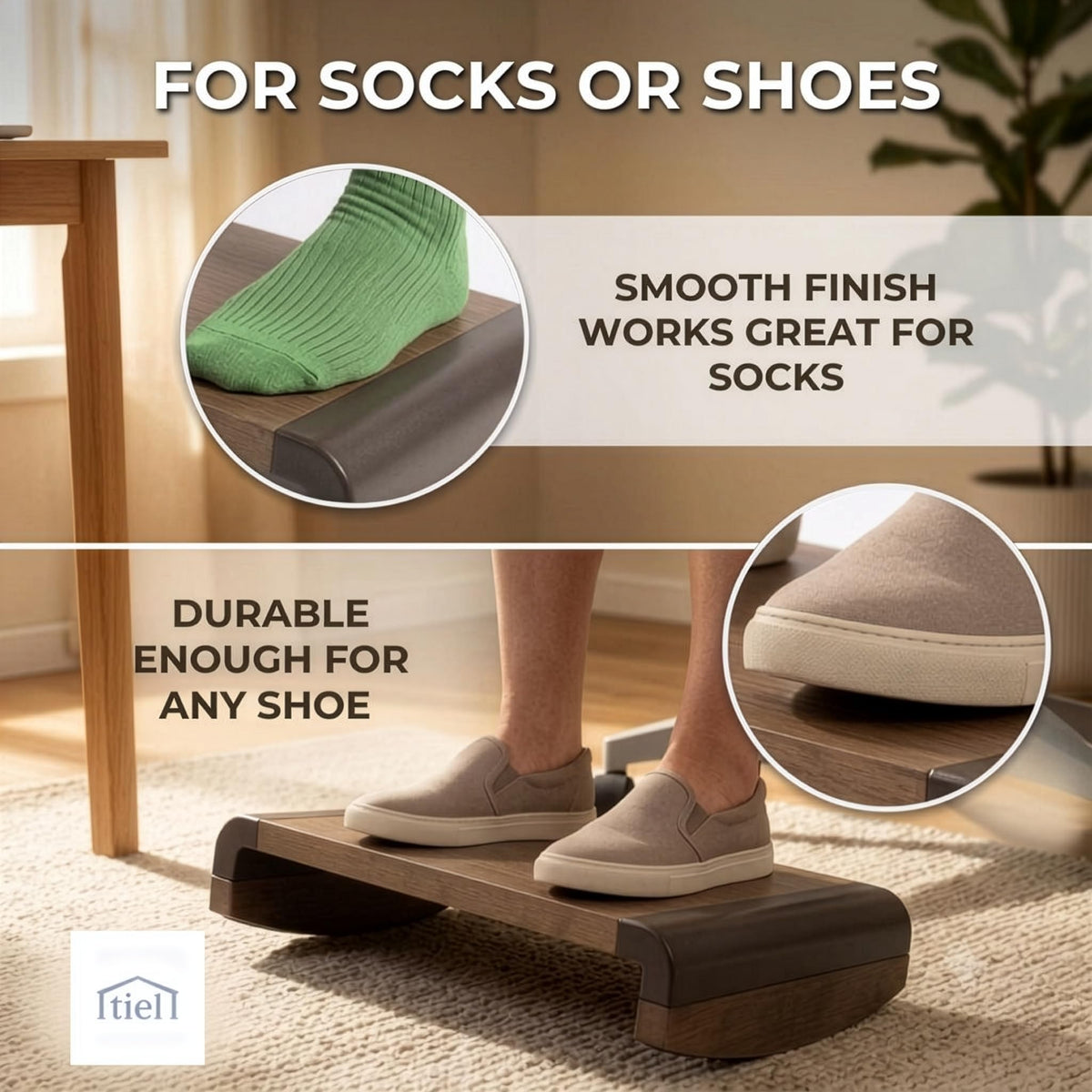 Tiel Ergonomic Foot Rest for Under Desk at Work, Rocking Footrest with Comfort Support, Office Foot Stool for Desk Chair, Leg Rest Stand for Home and Remote Office