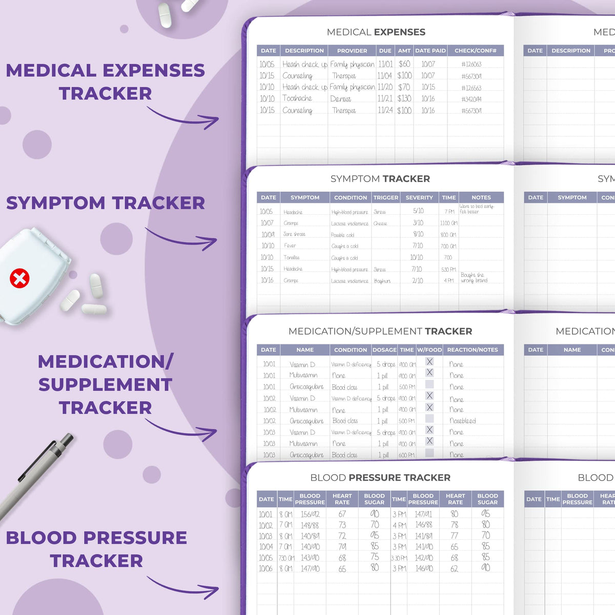 Clever Fox Compact A5 Medical Planner 12-Month – Medical Notebook, Health Diary, Wellness Journal & Logbook to Track Health – Self-Care Medical Journal – 12 Months, Undated (Purple)