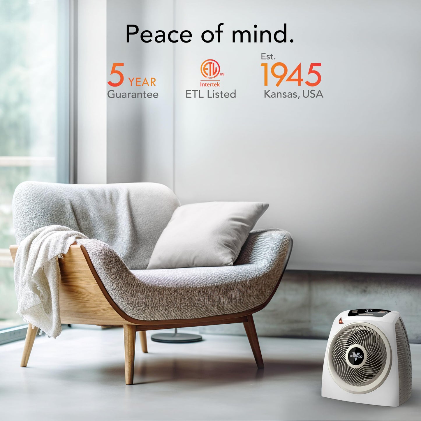 Vornado AVH10 (2025) Space Heater for Home, Fan Only Option, Digital Display with Adjustable Thermostat, Advanced Safety Features, Auto Climate Control, Whole Room Electric Heater for Indoors, White