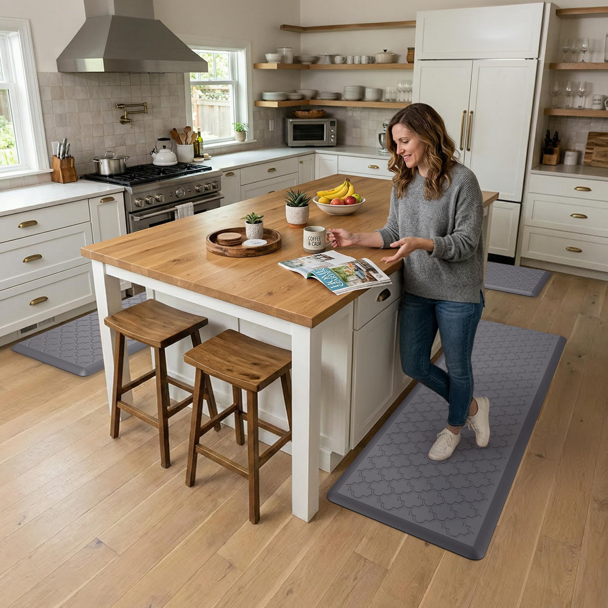FYATHM Kitchen Mat Cushioned Anti Fatigue for Floor, Non-Slip Waterproof Comfort Rug for Kitchen Sink, Standing Desk & Laundry, 17.3"x39", Grey