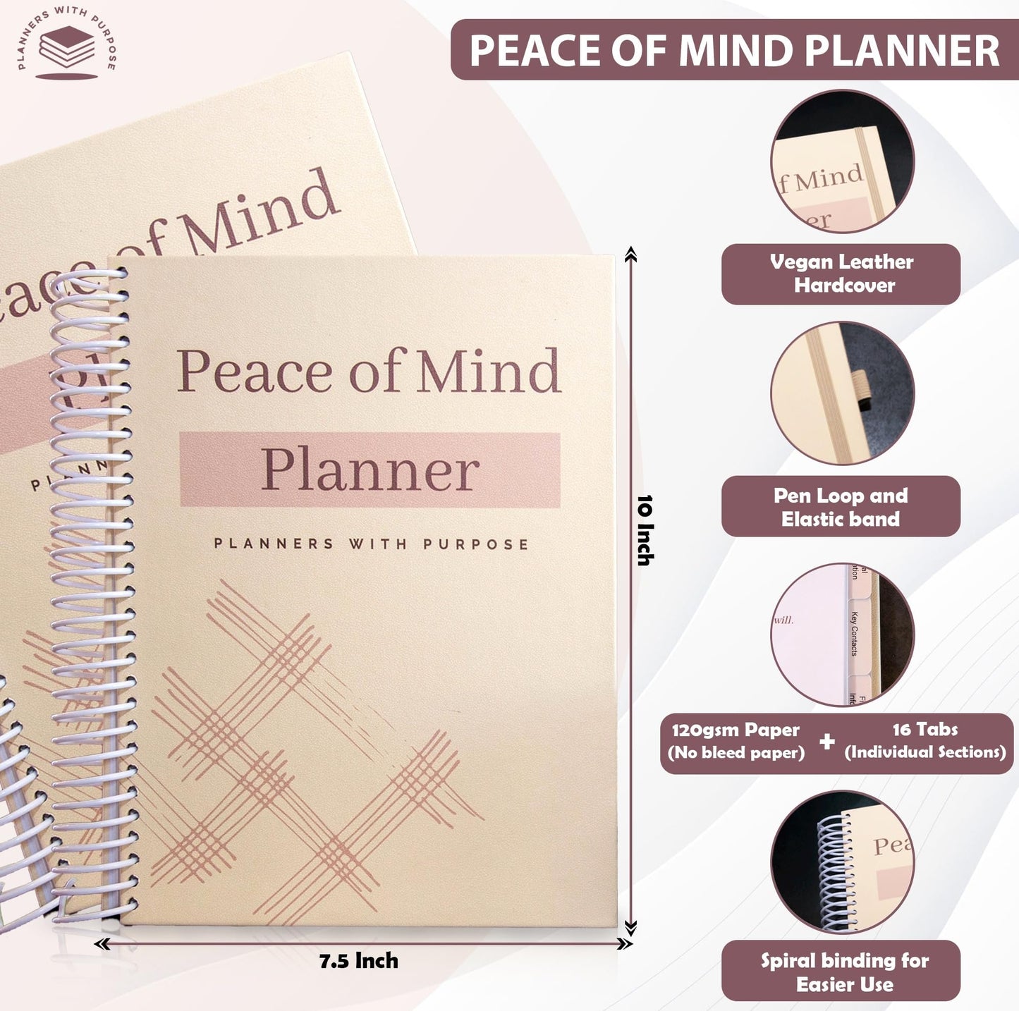 Planners with Purpose End of Life Planner - Guided Final Arrangements When I'm Gone Workbook Organizer Notebook for Beneficiary Info, Will Preparation, Last Wishes, Funeral Planning - Peace of Mind B5