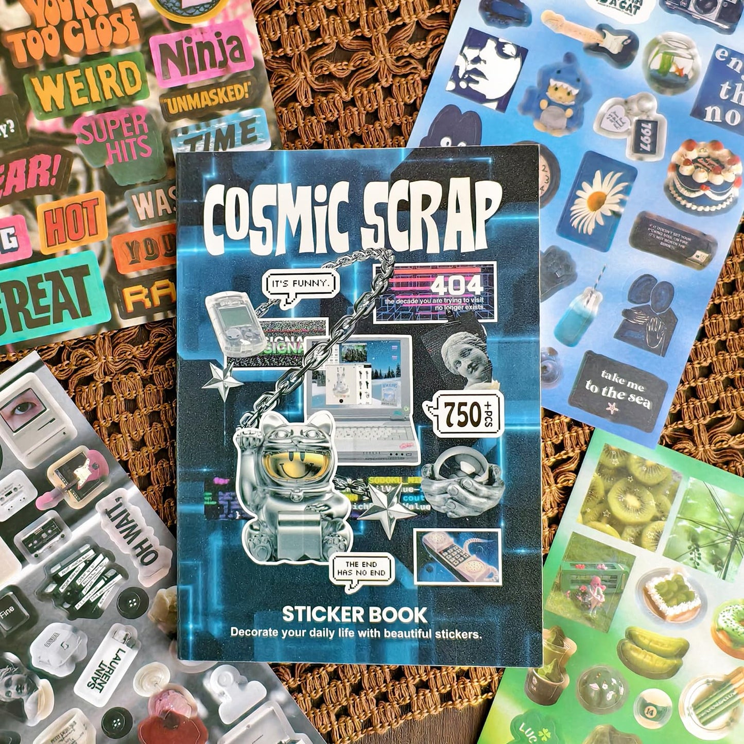 Bomichi Cute Sticker Book, 30 Sheets 750+ Pcs Y2K Vintage Aesthetics Stickers for Scrapbook Junk Journal Bullet Journal DIY Craft Card Making