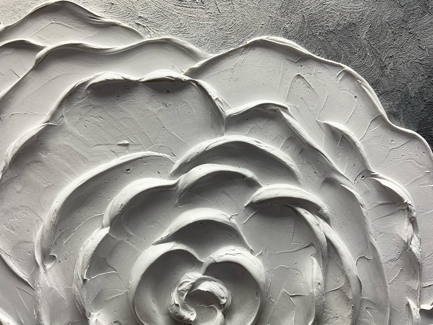 moshinart 24 x 36in Hand-Painted Oil Painting 3D Texture Black White Grey Modern Minimalist Black Abstract Wall Art, Home Office Wall Decoration Flower