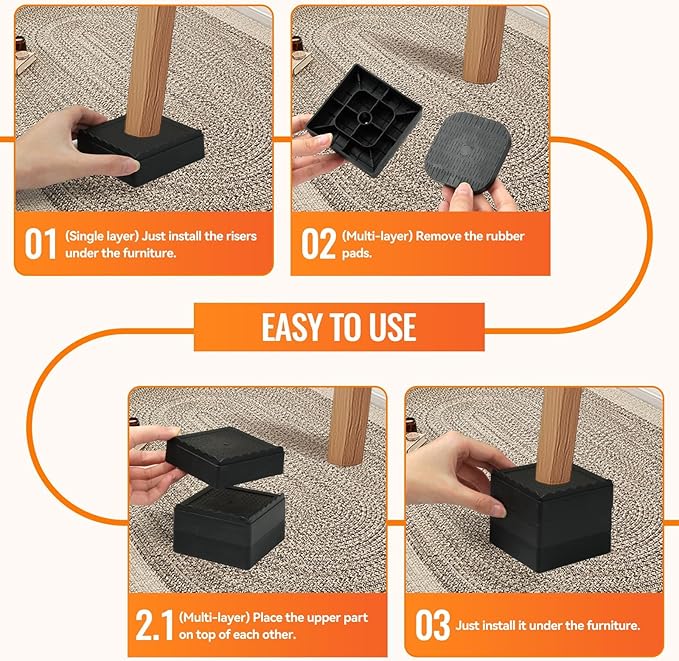 shouwuhho Furniture Risers, 16 Pack Bed Risers