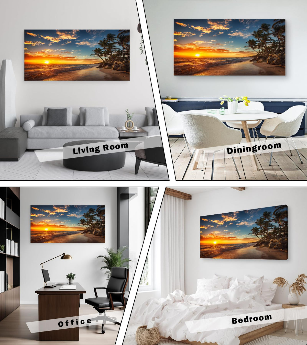 DZL Art S74798 Canvas Painting Print Paradise Tropical Island Beach with Palms Photograph Print Nature Pictures Wall Art Canvas Prints Painting for Living Room Bedroom Decor Office Wall Decor