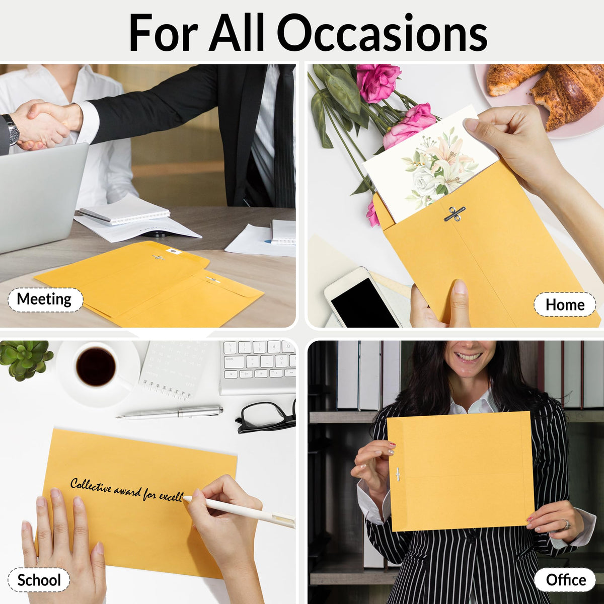 SUNEE Envelops, 10"x13" Brown Kraft Envelopes with Clasp Closure, 28-lb Paper Mailing Envelopes, 20 Count, Great for Filing, Storing or Mailing Documents