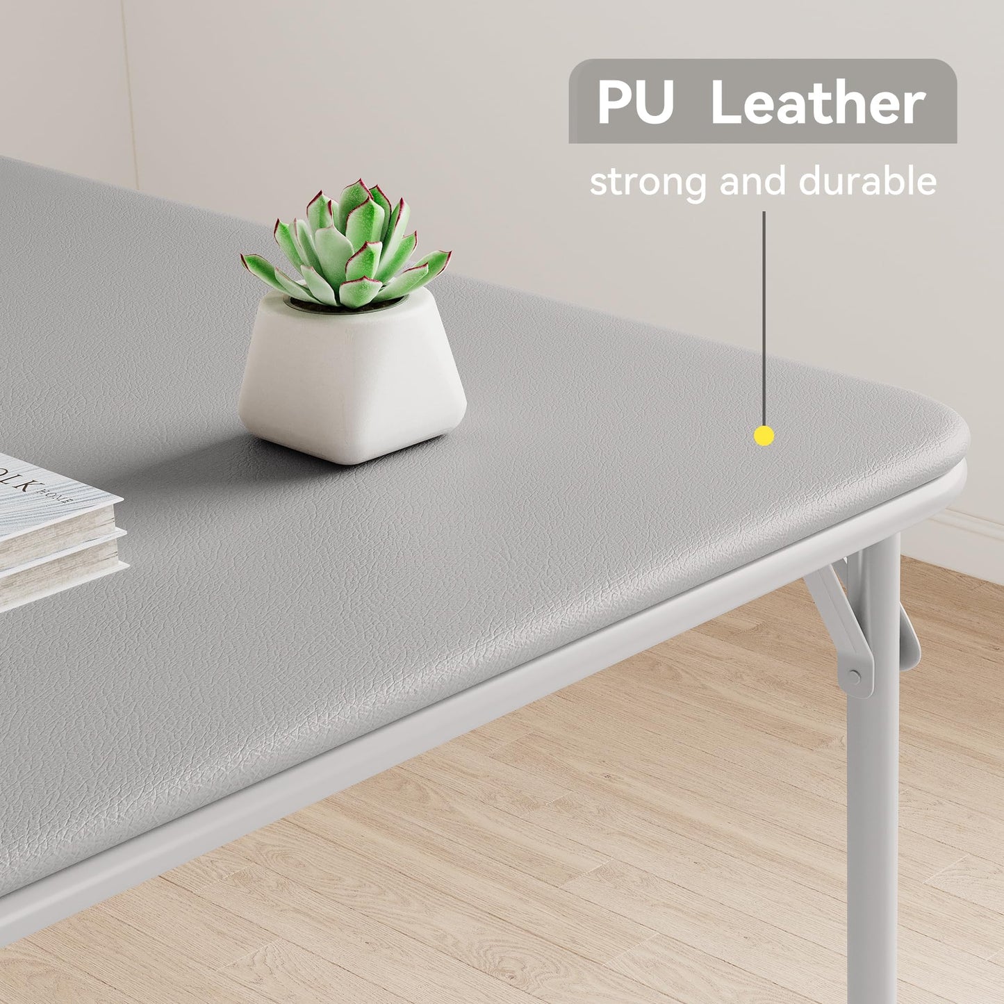 GarveeHome 33.6 in Folding Card Table, Portable Square Folding Table with PU Leather Soft Cushion, Foldable Table Suitable for Dining Room, Living Room, Office, Camping