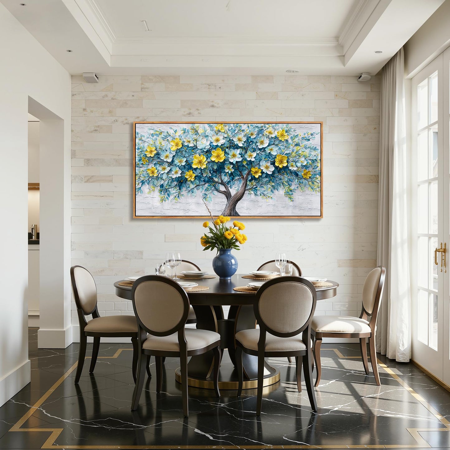 imjiayu Tree of Life Wall Art, Large Framed Wall Art, Floral Wall Decor, Nature Flower Tree Prints, Modern Abstract Art Picture, Nordic Paintings for Living Room Bedroom Kitchen Home Office 20"x40"
