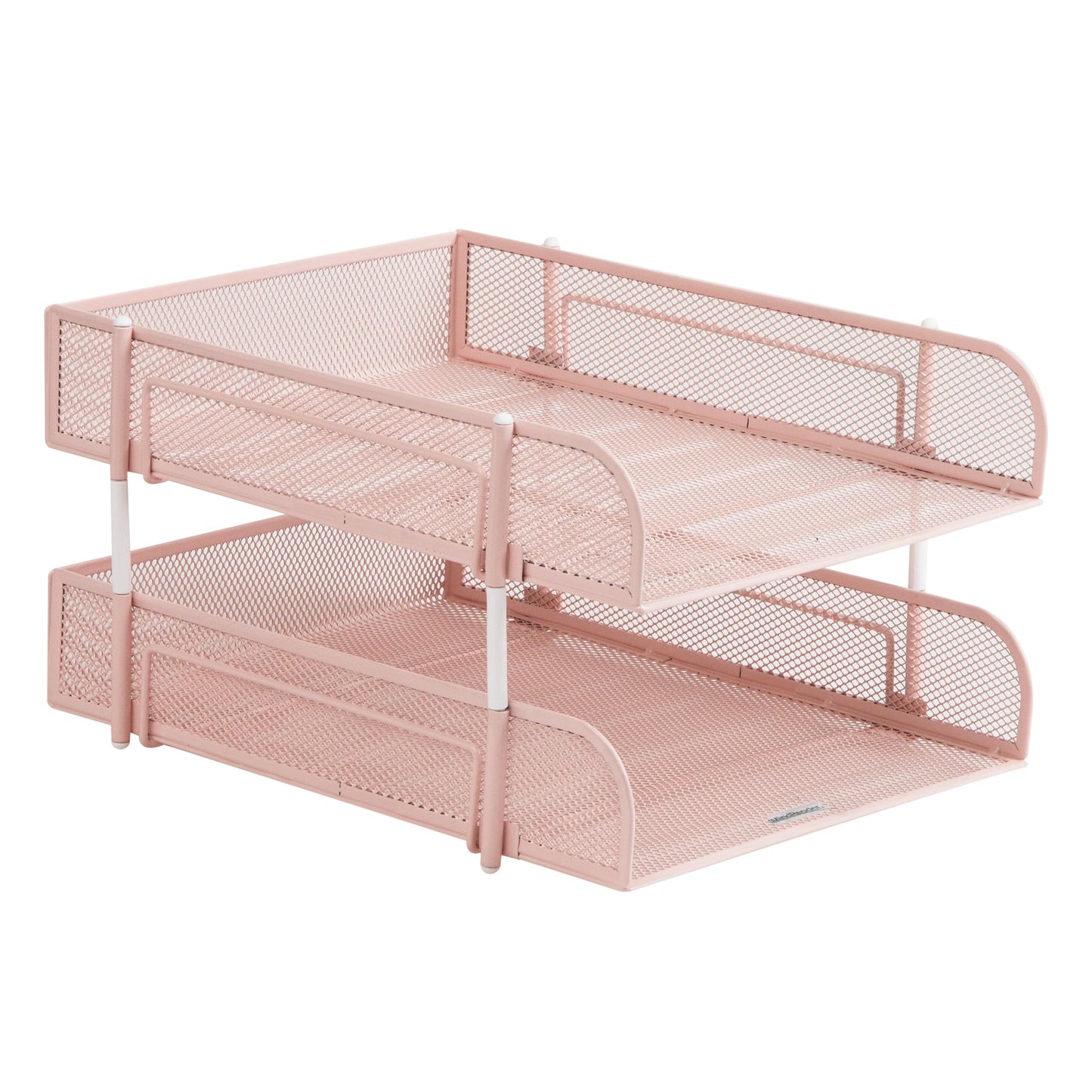 Mind Reader Stackable Paper Tray, Desktop Organizer, File Storage, Office, Metal Mesh, 2 Pcs, Pink