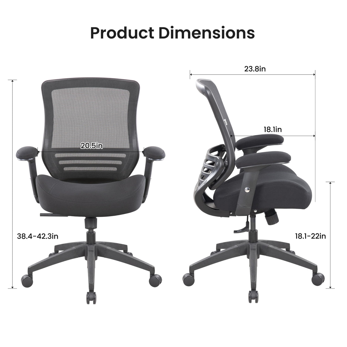 BOLISS Office Chair Mesh Ergonomic Super Soft Thick and Wide Cushion Computer Desk Chair Height Adjustable Arms and Lumbar Support Reduce Back Pain (Black)