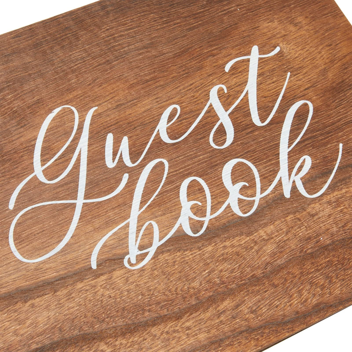 Paper Junkie Rustic Wooden Guest Book for Party - 112 Pages, 11.25 x 8.75 in Brown Wood Cover - Wedding & Baby Shower Guest Book Sign in
