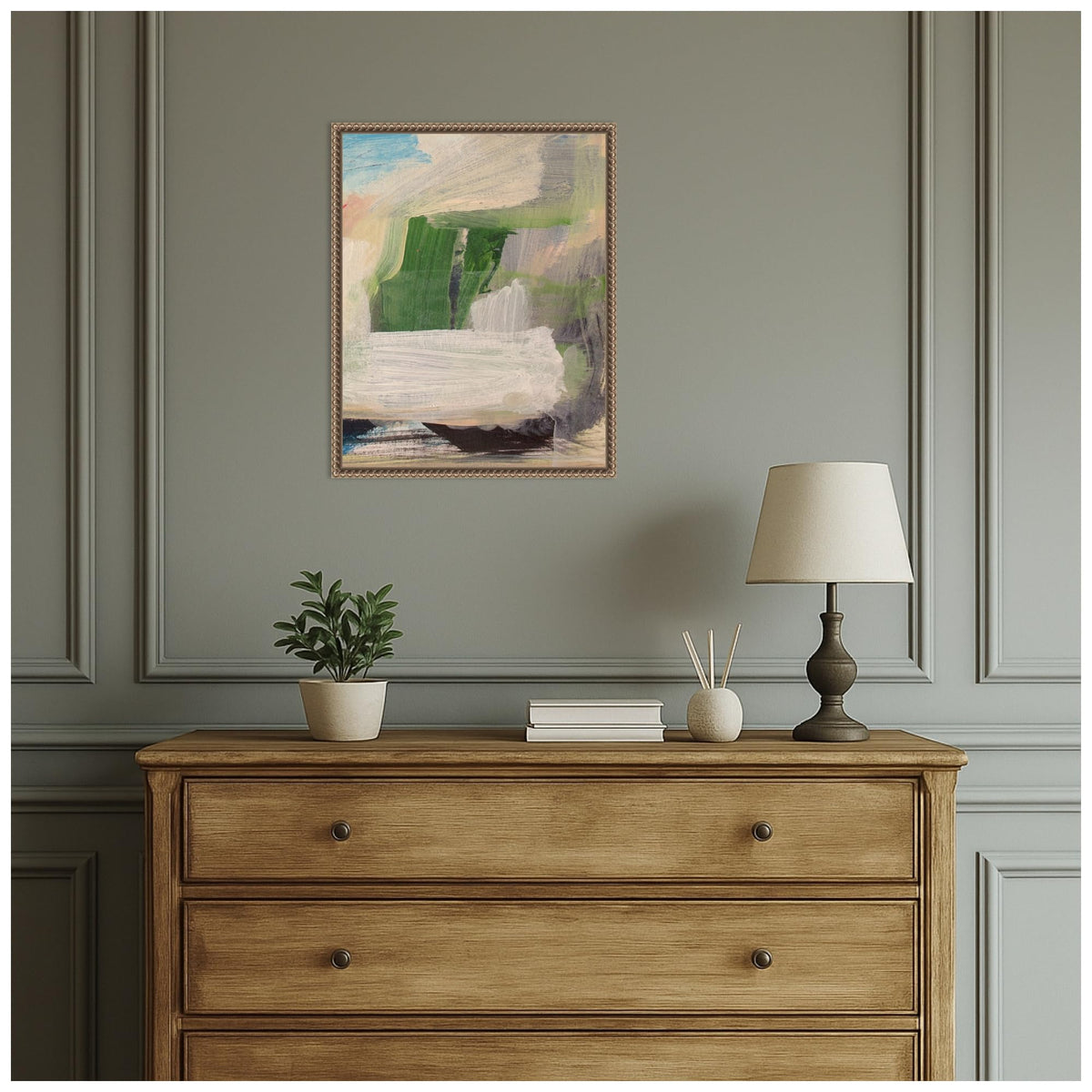Amanti Art Framed Canvas Wall Art 20x16 Serene Brushstrokes FramedWall Art Canvas, Abstract Artwork, Traditional Decor, Small Poster for Living Room, Bedroom, Bathroom, Kitchen, Office