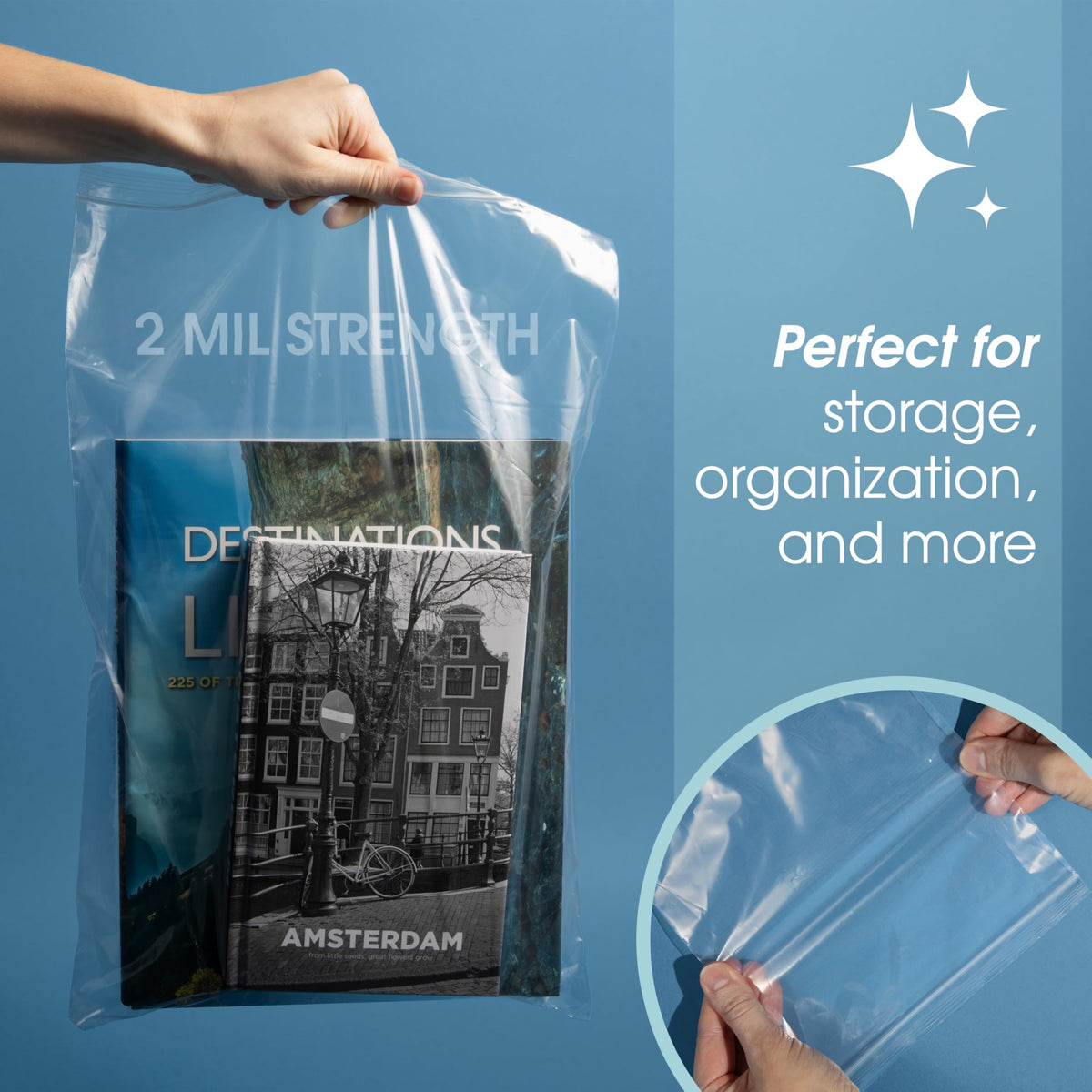 Spartan Industrial - 14” X 20” (100 Count) 2 Mil Clear Reclosable Zip Plastic Poly Bags with Resealable Lock Seal Zipper