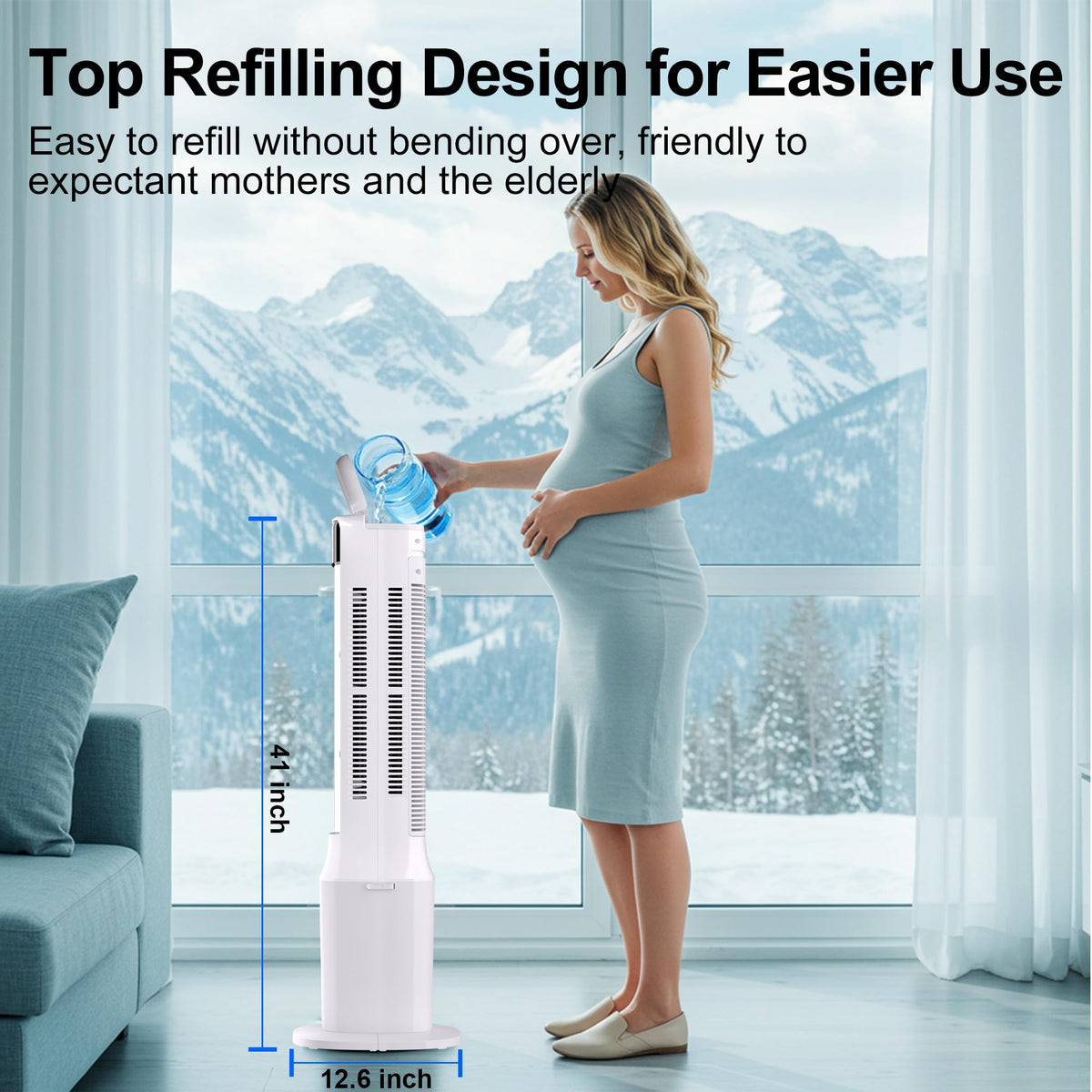 Uthfy 41" Portable Air Conditioners, 120° Oscillating Cooling Fans that Blow Cold Air with 24H Timer,4 Modes&3 Speeds,Dual Water Tank, 4 Ice Packs, Remote, Portable AC, 3 In 1 Swamp Cooler for Bedroom