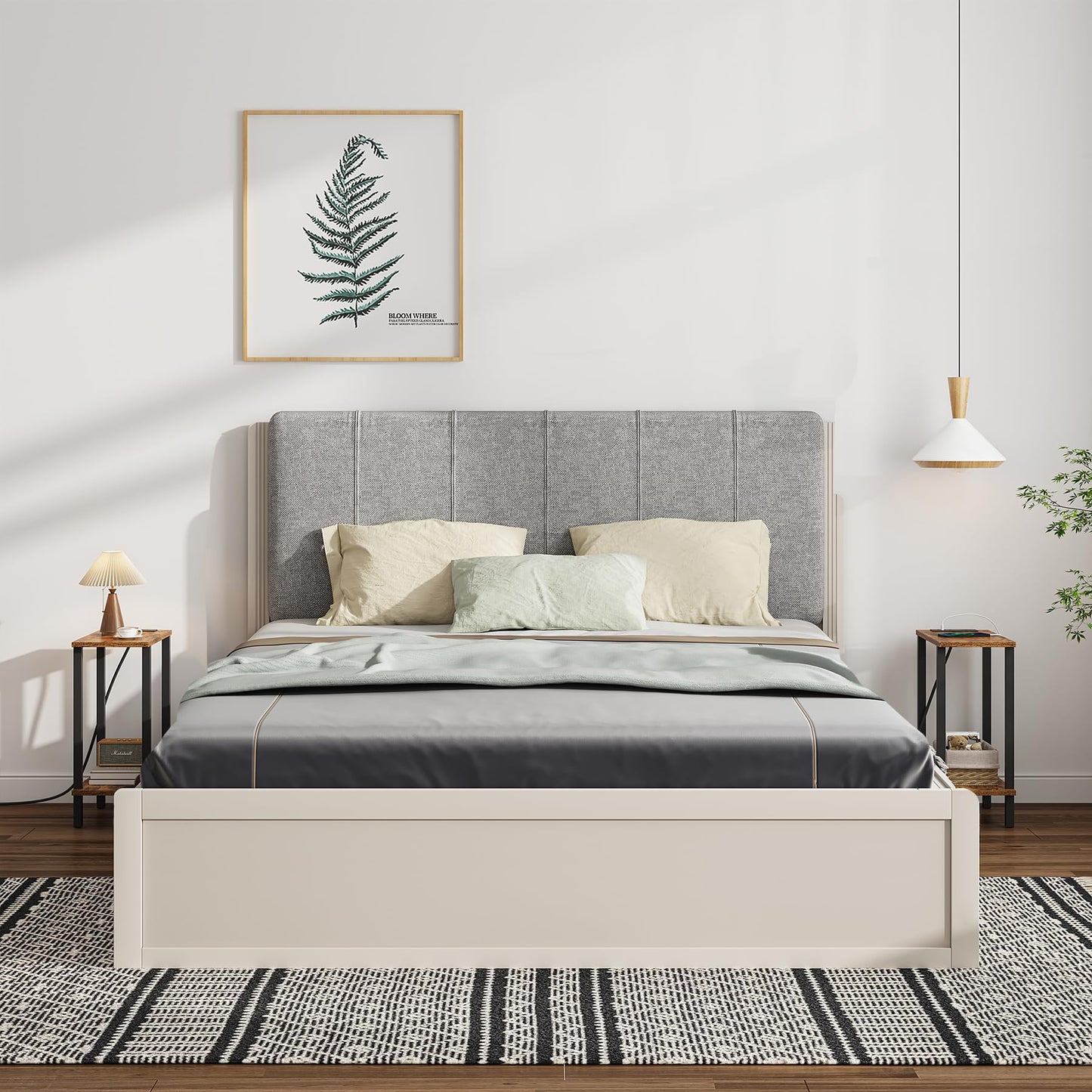TUTOTAK Small End Table with Charging Station, Narrow Side Table with USB Ports and Outlets, Skinny Sofa Table, Slim Nightstand, Living Room, Bed Room, Brown TB01BB060
