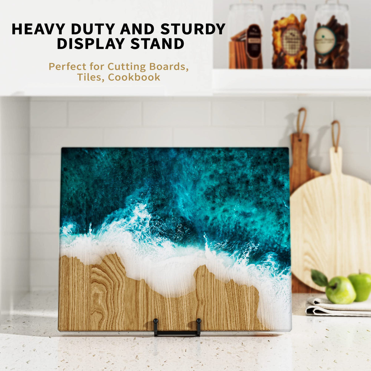 IPAME 8 Inch Large Plate Stands for Display - Metal Square Wire Plate Holder Display Stand + Picture Stand for Book, Platter, Plaque, Photo Easel (2 Pack)