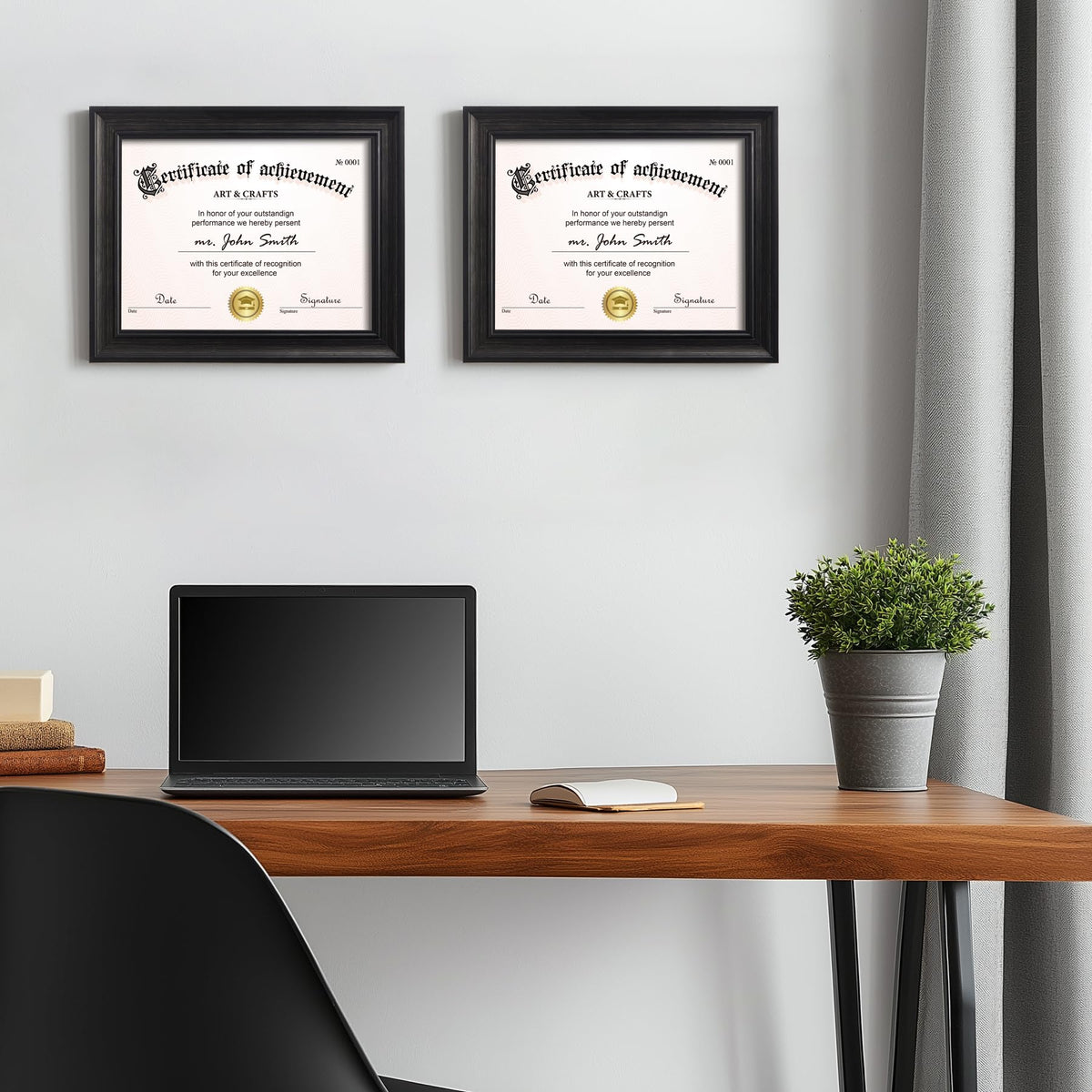 Yaetm 8.5x11 Diploma Frame, Document Frame with Shatter-Resistant Tempered Glass, Display 8.5 x 11 inch Certificate, Rustic Black, Tabletop & Wall Mount (Single, Black)