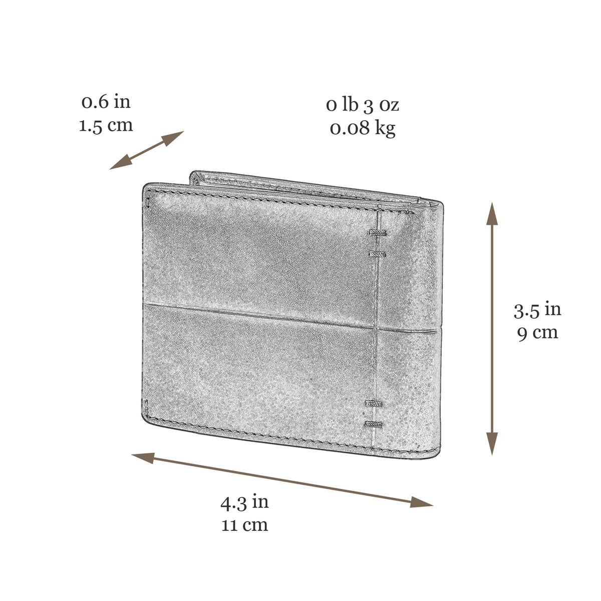 Time Resistance Leather Wallet – Italian Handmade Minimalist Design Wallet - Billfold Credit Card and Cash Holder (Cognac Brown)