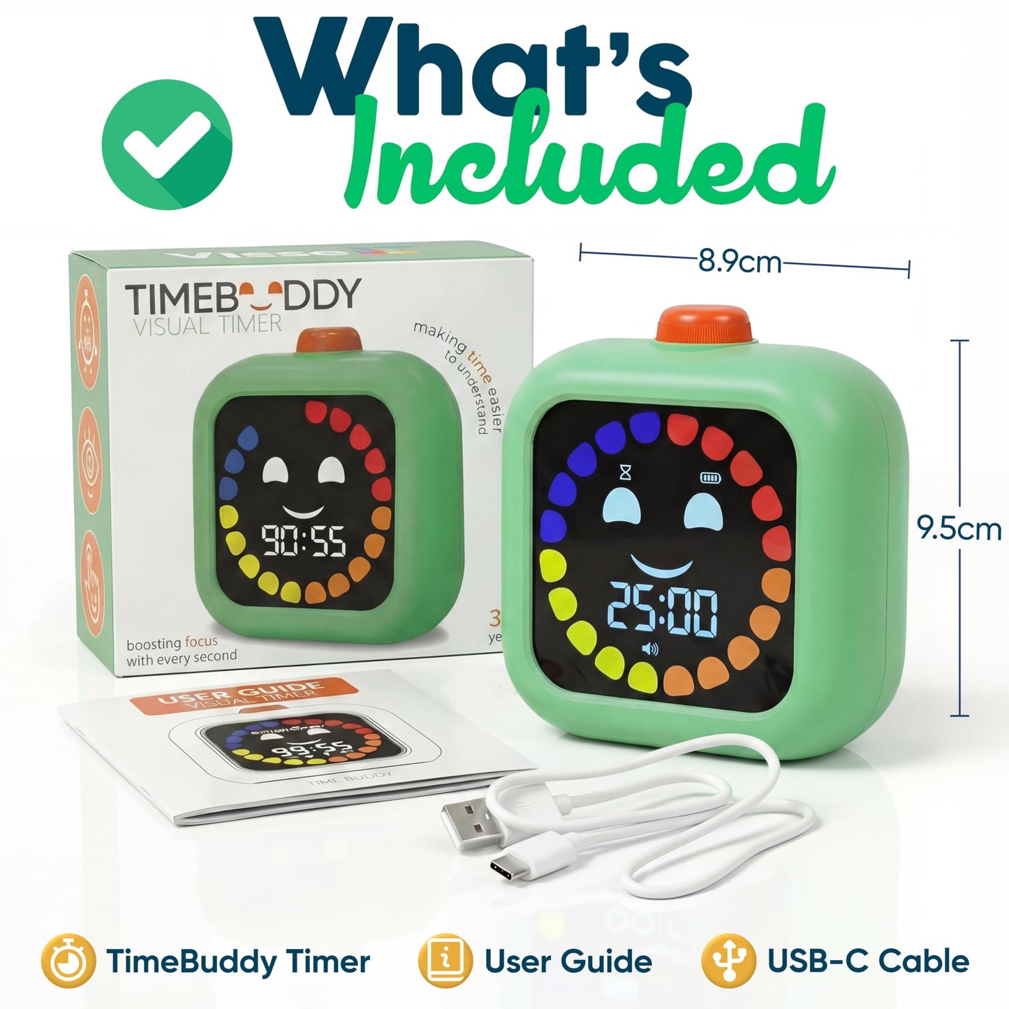 Digital Visual Timer for Kids - Rechargeable, Silent Count Up/Down for Calmer Routines - 99 Min Countdown Kids Timer for Classroom, Home & Therapy - Builds Focus & Independence