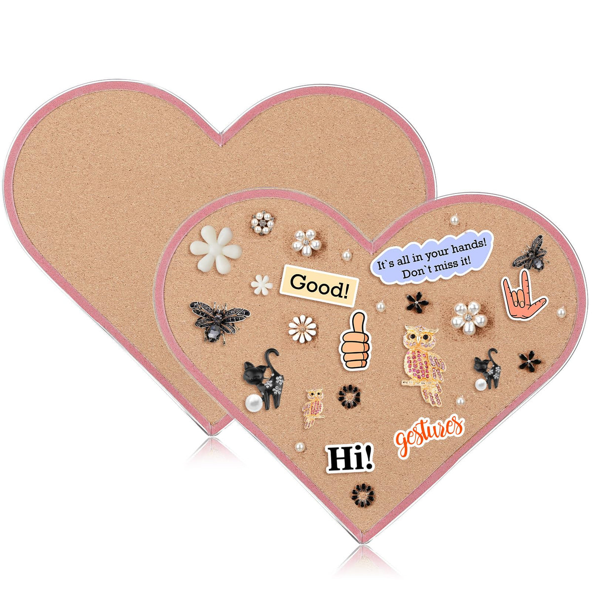 Mooliwe 2 Pcs Valentine's Day Pink Heart Pin Cork Board 10.6 x 13 Inches Framed Bulletin Board for Valentine's Day Office Classroom Memory Memo for Jewelry Organizer Wedding Decor