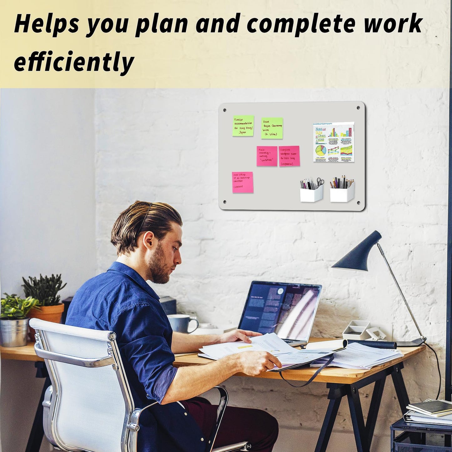 2Pack Magnetic Board 17.5" x 11.4" Magnet Bulletin Board is Suitable for displaying Notes, Photos,Magnetic Letters,Suitable for Walls, refrigerators, cabinets, etc