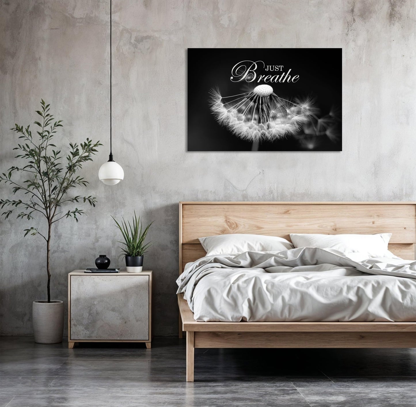 SKASNFAI Zen Wall Art Just Breathe Canvas Picture Positive Inspirational Dandelion Framed Artwork Poster Mental Health Office Pictures Wall Decor for Bathroom (12L x 16W)