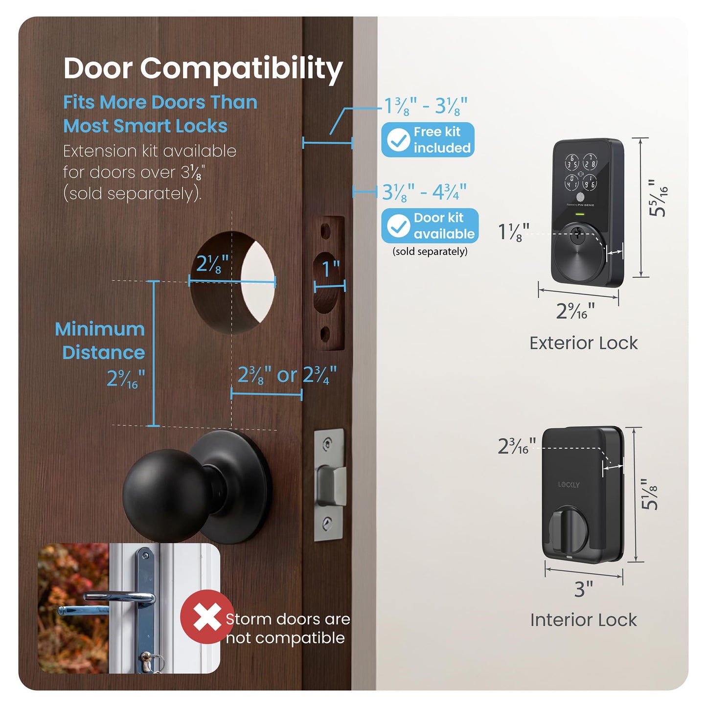 Lockly PIN Genie Pro Zeno Series Smart Lock, Keyless Entry Door Lock with Apple Home Key, Built-in Wi-Fi Keypad Deadbolt Locks for Front Door, App Remote Control, IP65 Weatherproof, Easy Installation