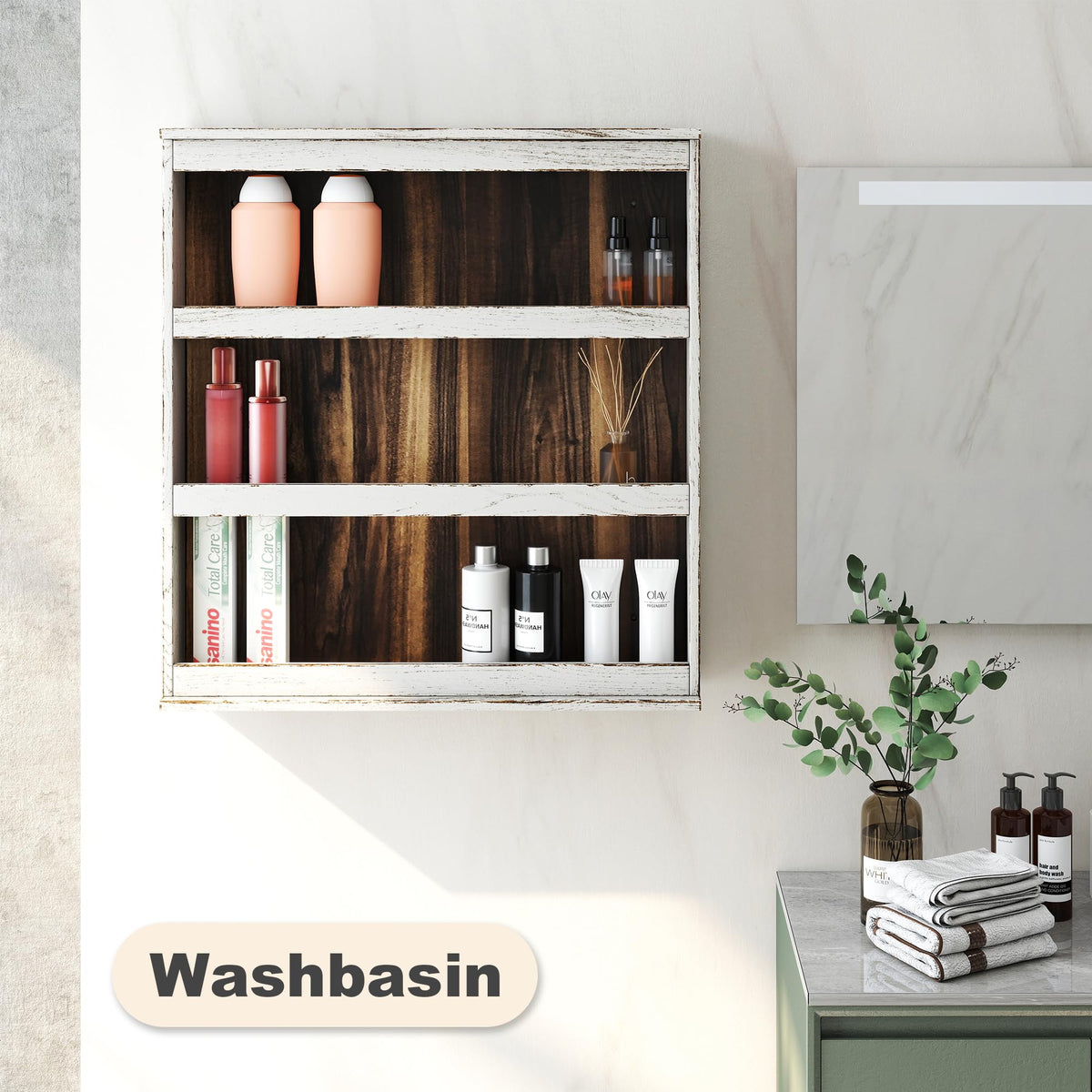 Nisorpa 3 Tier Spice Rack Wall Mount, Rustic Burnt Wood Wall Hanging Spice Rack Kitchen Spice Shelf Organizer for Seasoning Jars or Condiment Bottles, 19.68 x 3.35 x 21.25 Inches