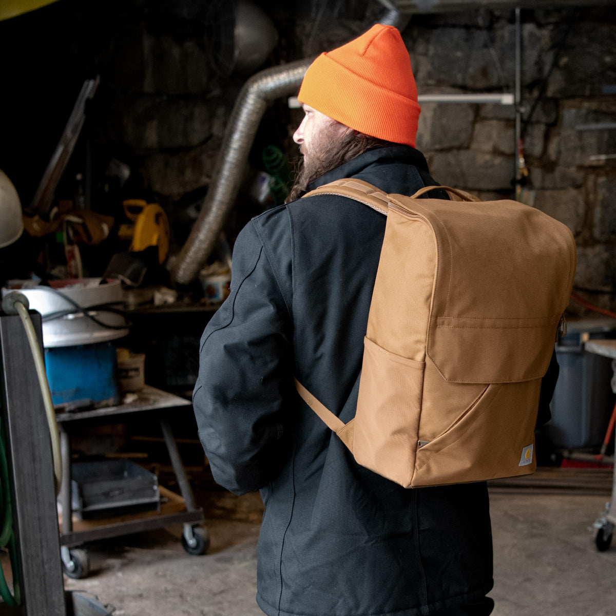Carhartt 21L Top-Load Backpack, Durable Water Resistant Coated Canvas Base W/ 17" Laptop Sleeve, Carhartt Brown