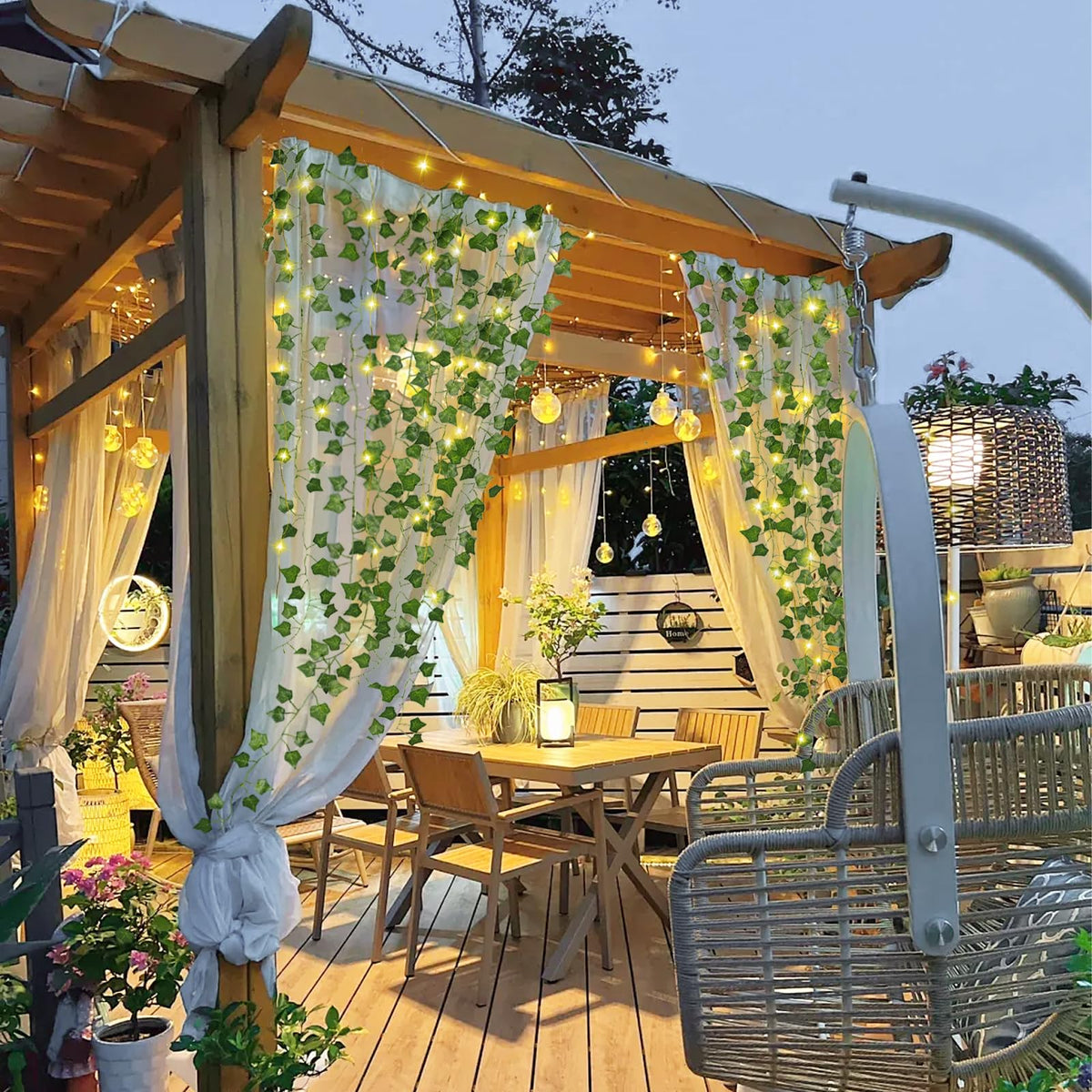 RECUTMS Ivy Fake Vines for Room Decor 12 Pack 86 FT Artificial Plant with 100 LED String Light Bedroom Aesthetic Hanging Greenery Garlands Backdrop Leaves for Wall Wedding Party Home Garden Decor