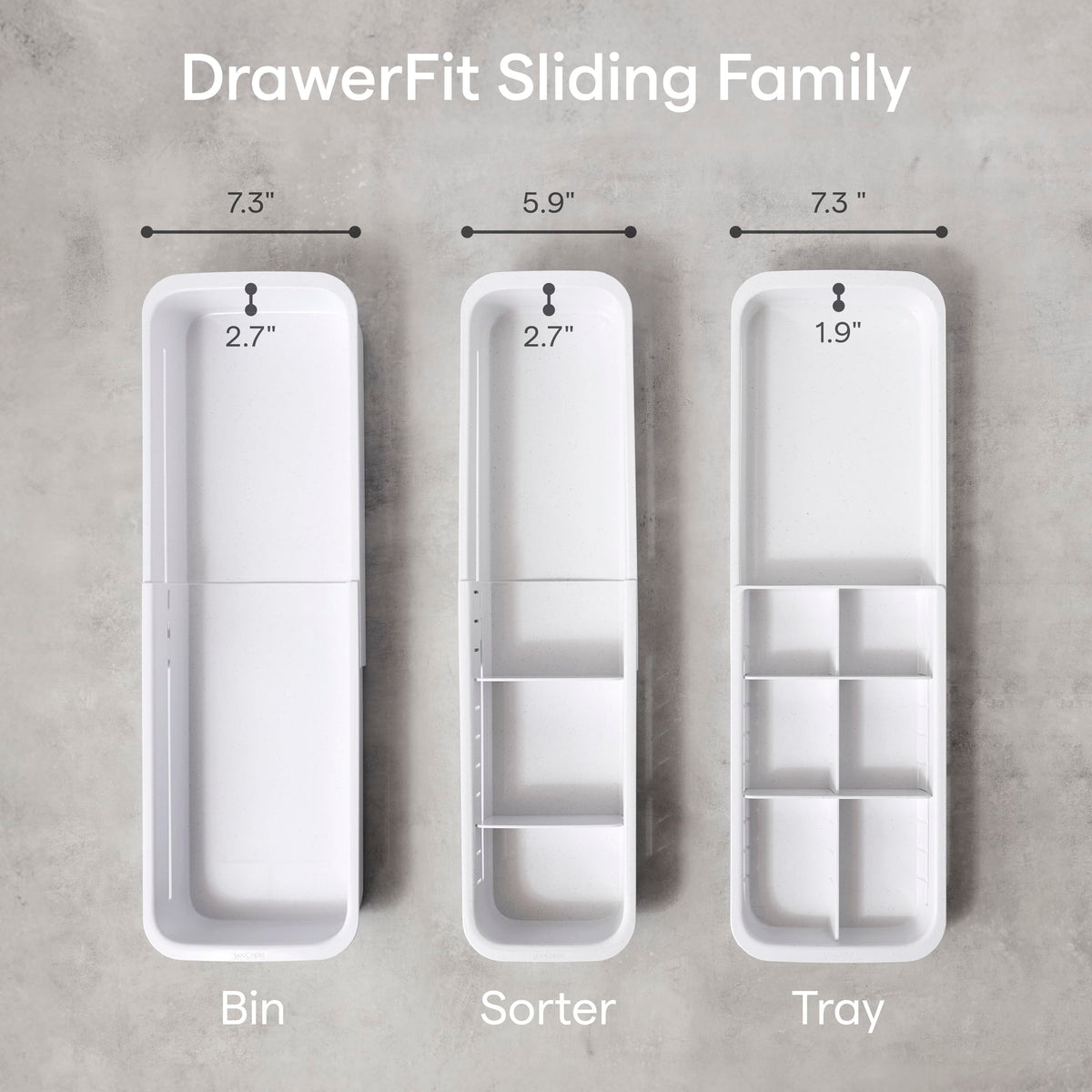 YouCopia DrawerFit® Sliding Drawer Bin, Expandable and Adjustable Kitchen Storage Organizer, Speckled White