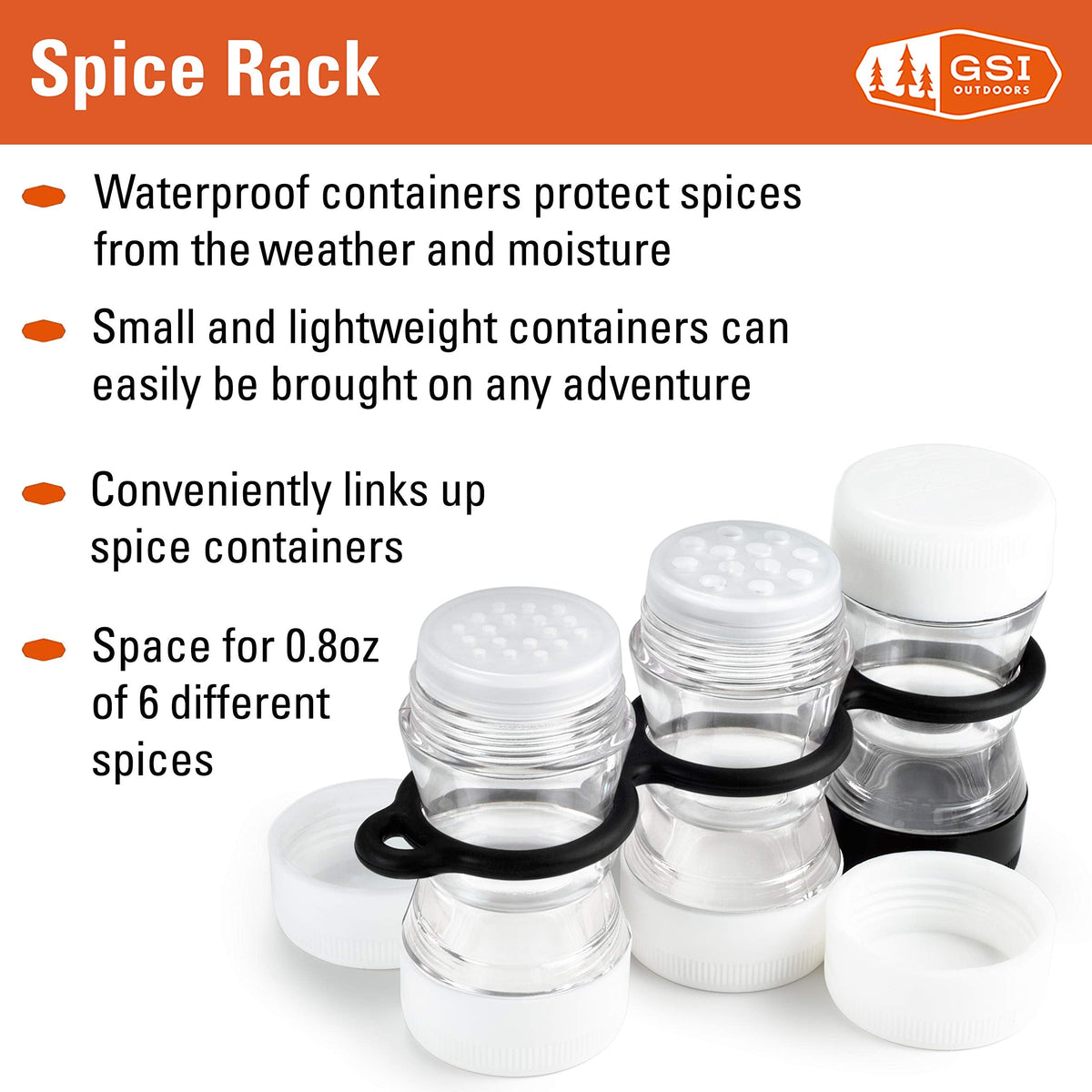GSI Outdoors Waterproof Spice Rack for Camping, Car Camping, RV and Home, Clear, Black