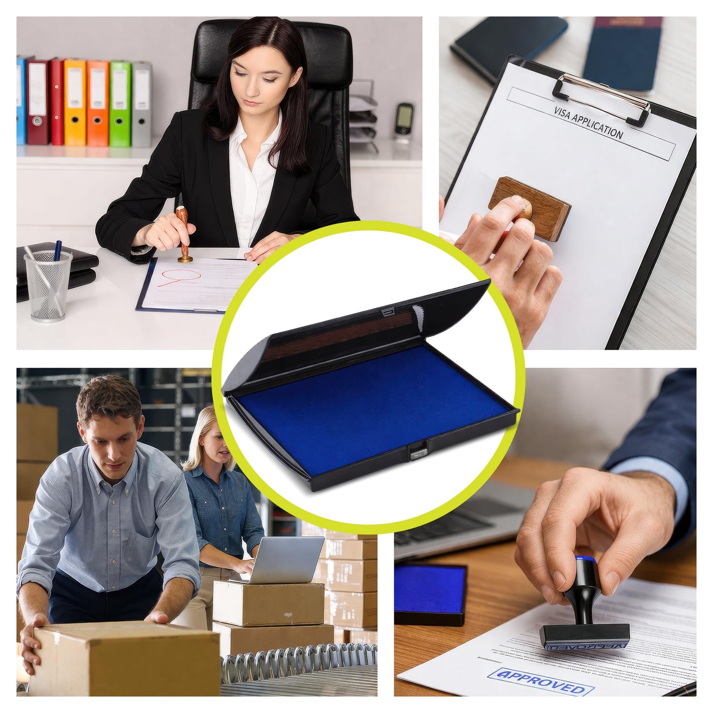 Infusion Large Stamp Ink Pad 5" x 7" – Navy Blue Ink Pad for Rubber Stamps, Even Coverage, Crisp Impressions, Long Lasting for Office, Business, Mailing & Craft Use