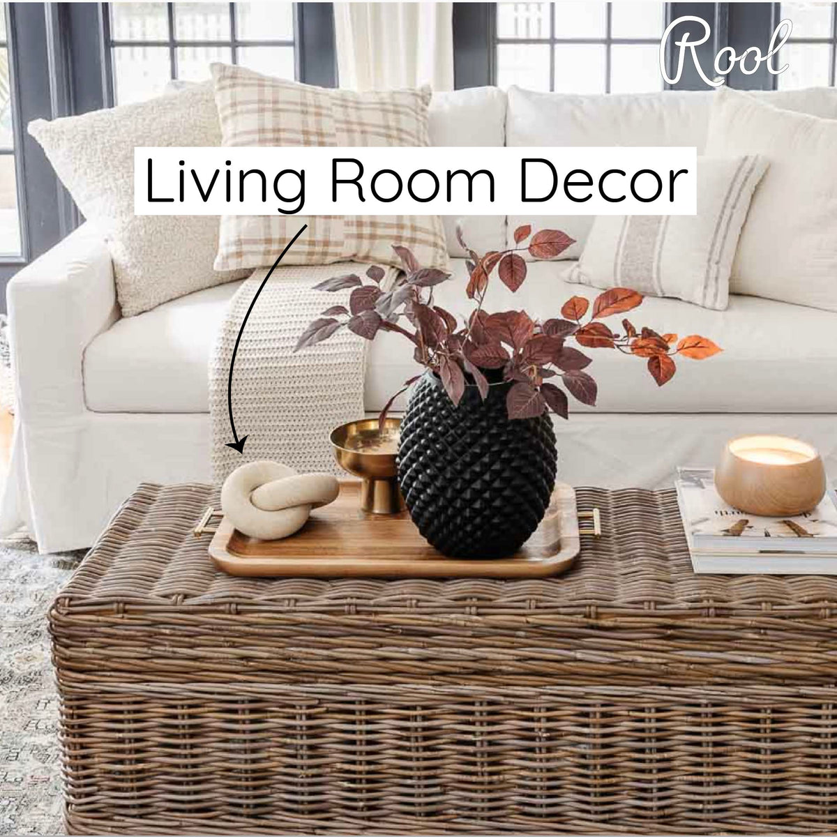 Rool Coffee Table Decor Book Shelf Decor Accents Home Decor Console Table Decorative Items Living Room Wood Knot Decor Chain Link Decorations Beige