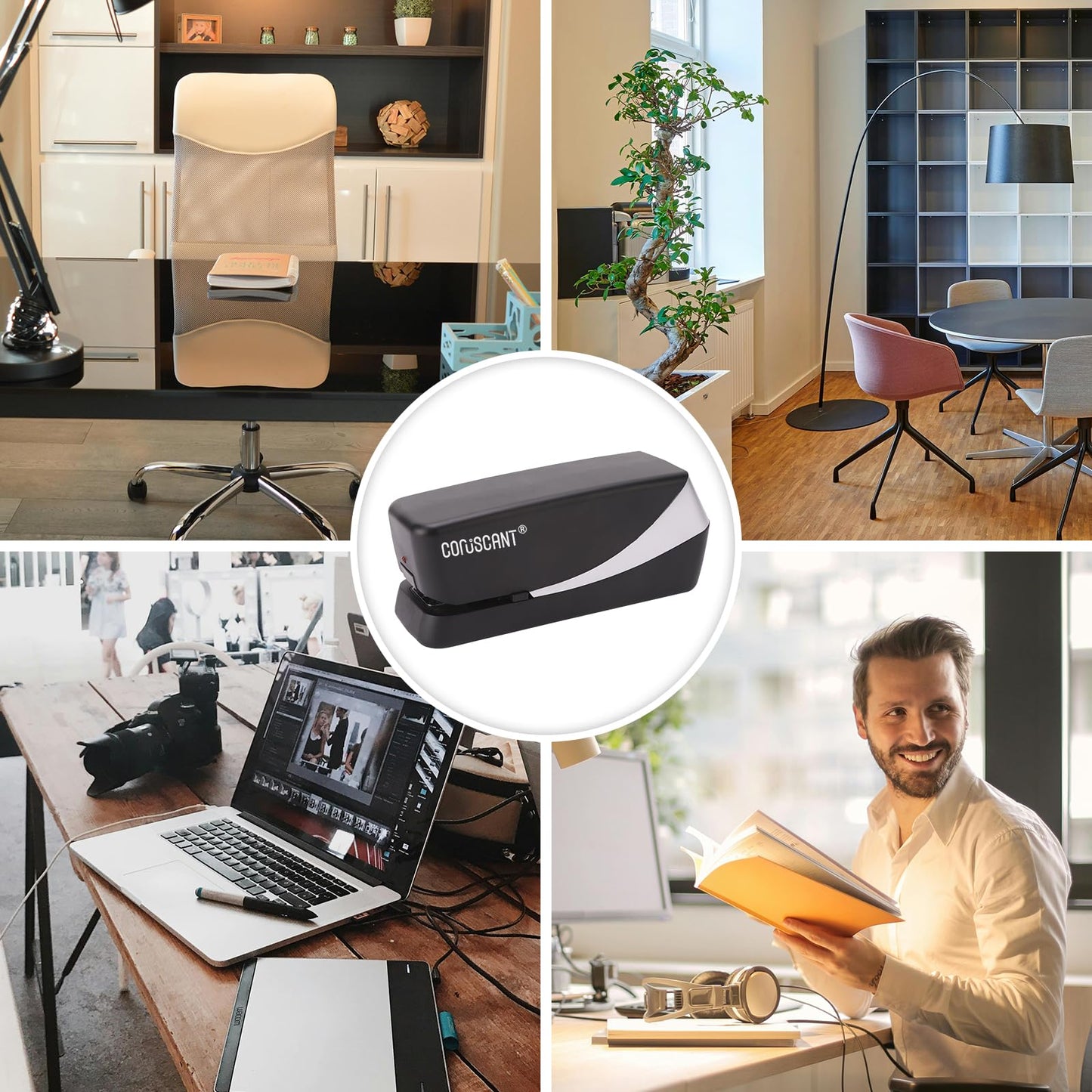 Coruscant Electric Stapler, Automatic Stapler, Heavy Duty,25 Sheet, Store 210 Staples,Including 2000 Staples,and 1 Staple Remover, Electric Desktop AC or Battery Powered for Home/Office Use