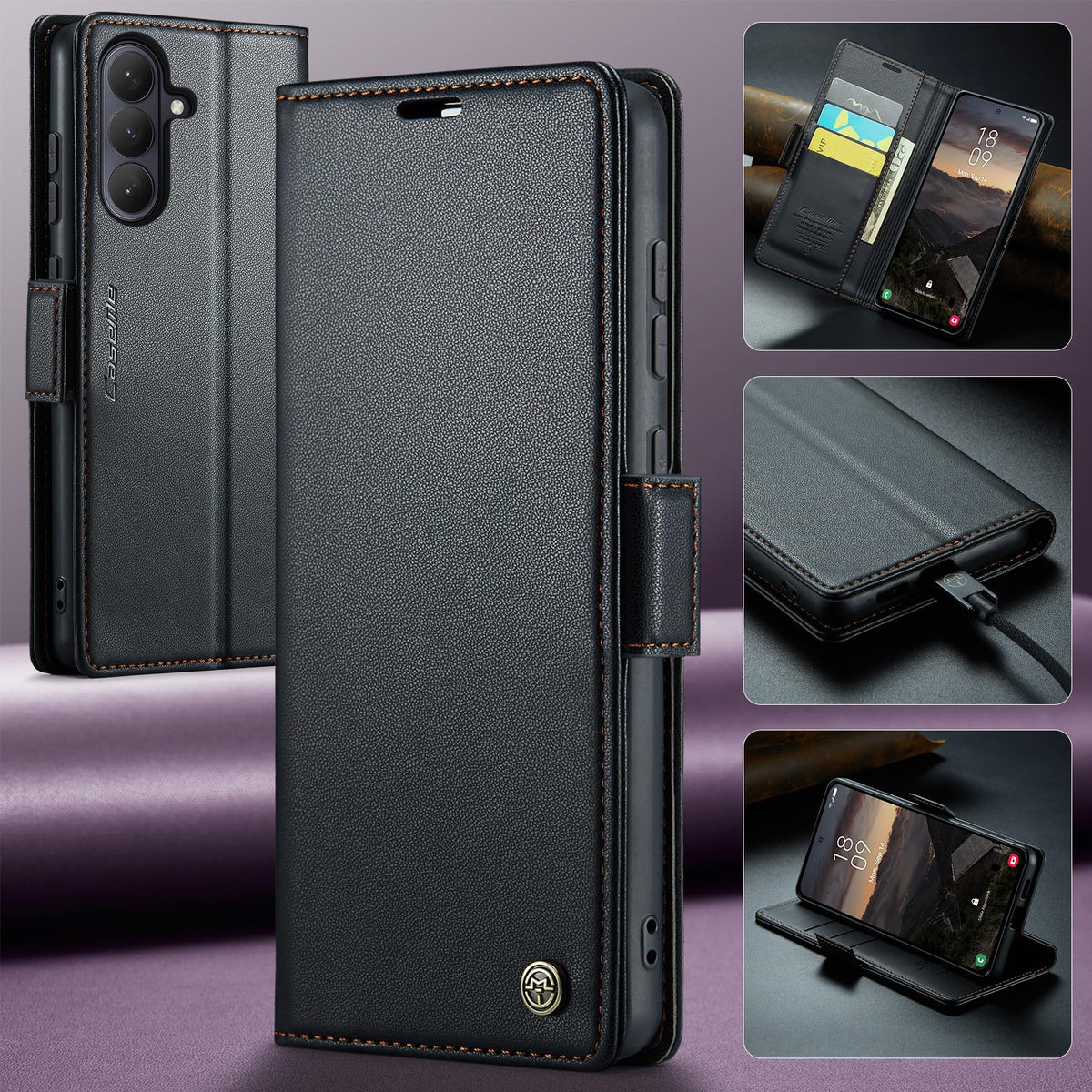 SINIANL Compatible with Samsung Galaxy S26 Wallet Case with Card Holder, Women Men Flip Cover with RFID Blocking Magnetic Clasp Kickstand Leather Book Folio Case for Galaxy S26 Black