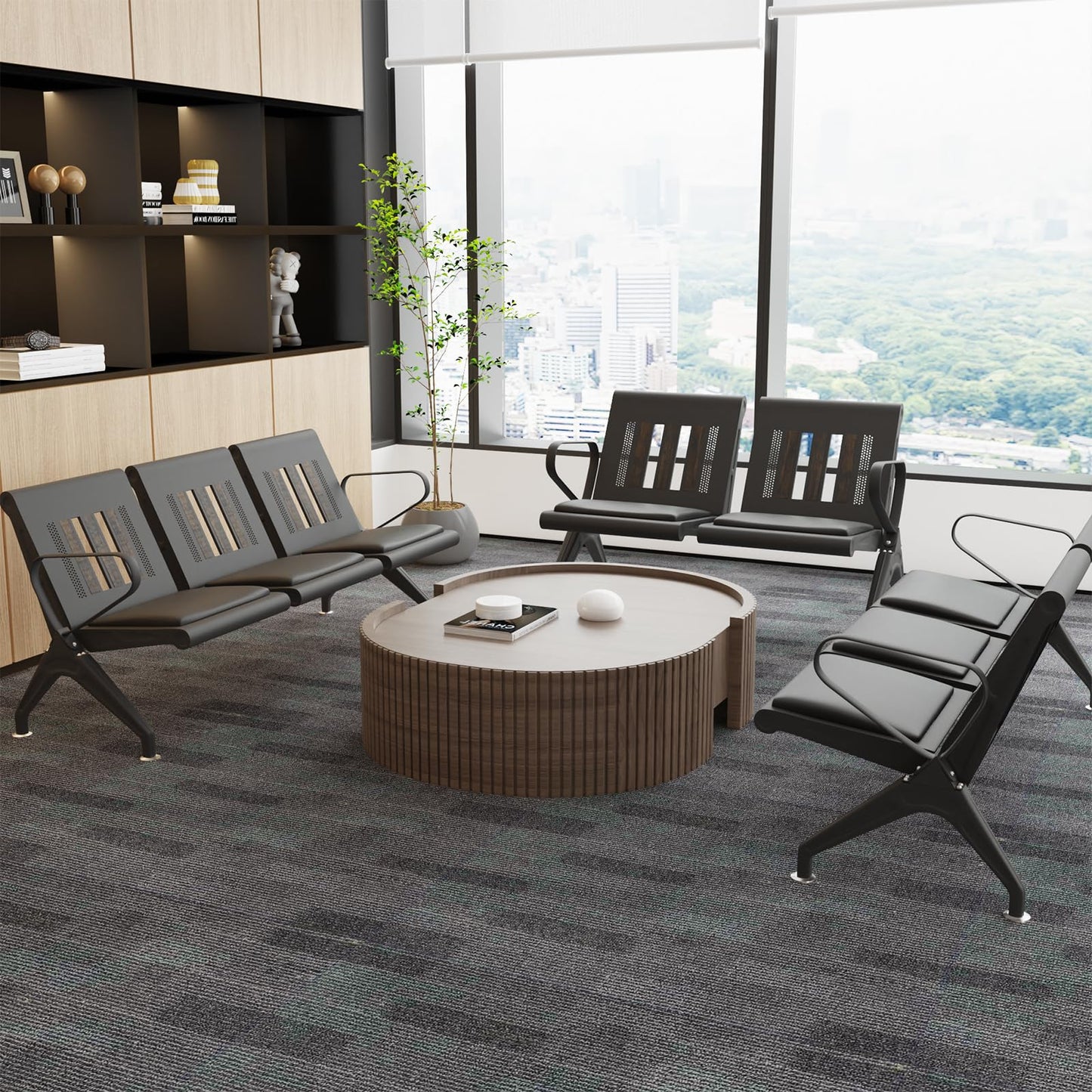wonline Waiting Room Bench, Waiting Room Chairs with Arm, Office Furniture Lobby Conference Reception Bench Office Guest Seating for Clinic Airport Hospital Barber Salon Bank
