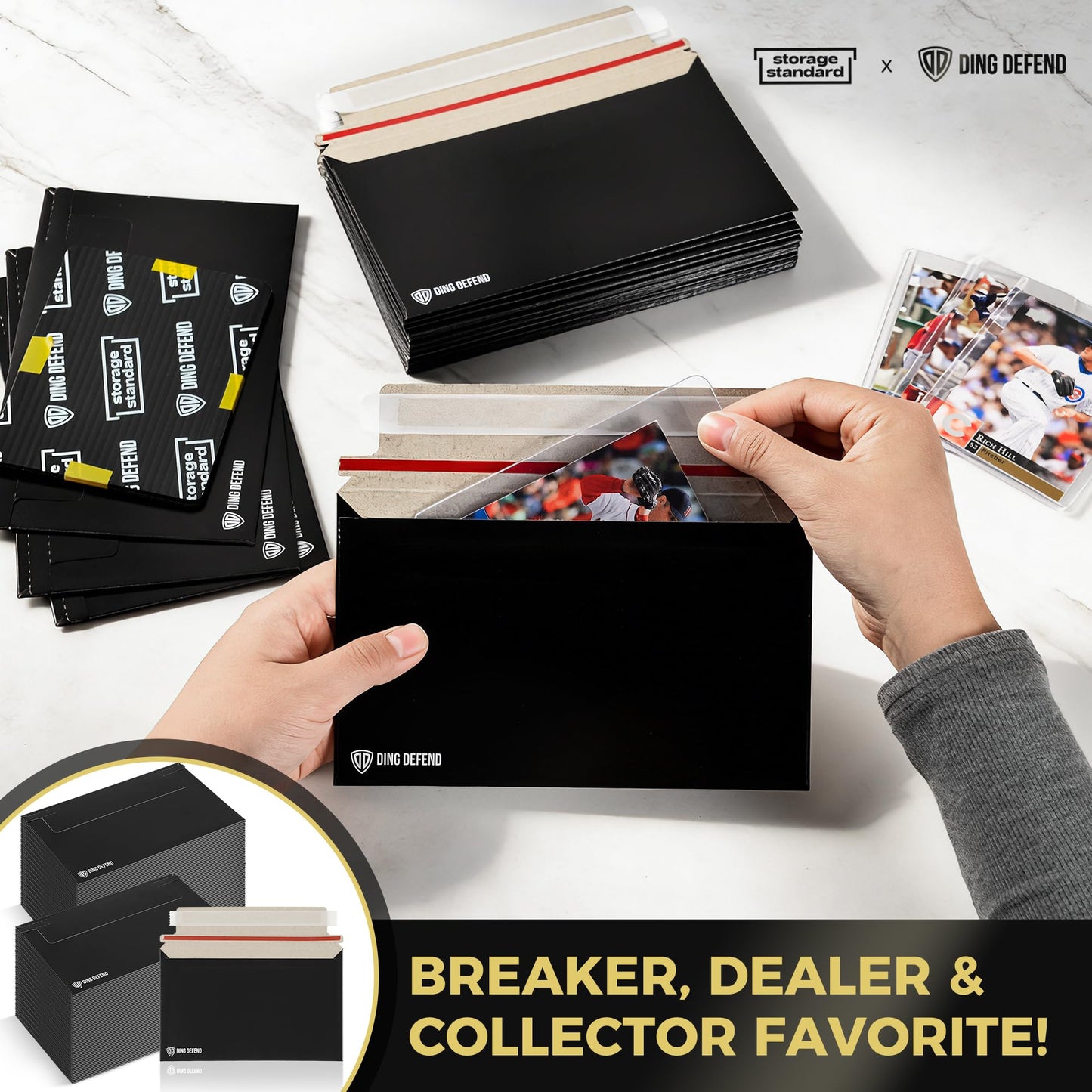 Card Shipping Envelopes 110 Pack - 7 x 4.35 Inches Trading Cards Self-Adhesive Black Mailers, Perfect Fit for Ding Defend Protectors Semi-Rigid Sleeves & Toploaders - Hobby Mailing Supplies