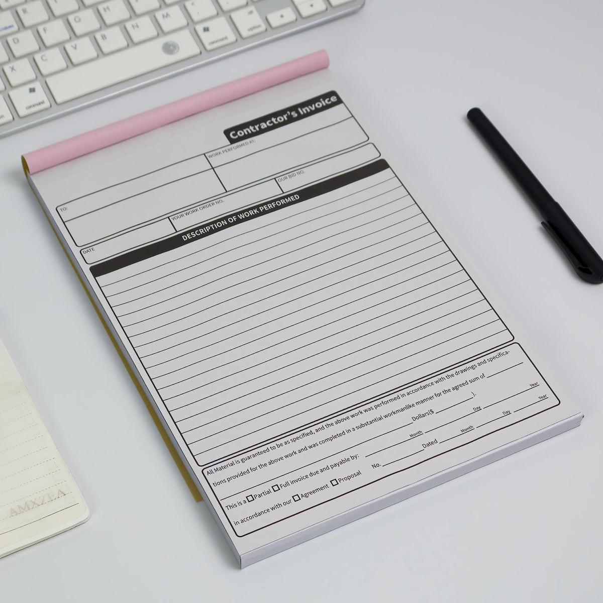 AMXZEA Contractor Invoice Books,3 Part Carbonless Contractor Estimate Book,Work Order Receipt Book with Carbon Copies,7.3 x 11 Inch (50 Sets)