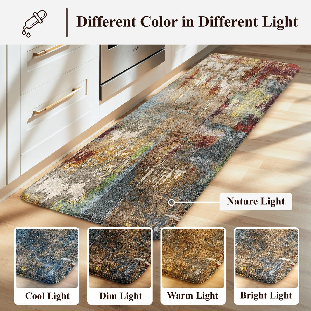 LEEVAN Kitchen Mats Cushioned Anti Fatigue Sets of 2,Non Slip Waterproof Kitchen Mats for Floor,Memory Foam Comfort Abstract Red Kitchen Floor Mat for Sink,Laundry,Home,Office,Desk(17"x29"+17"x47")